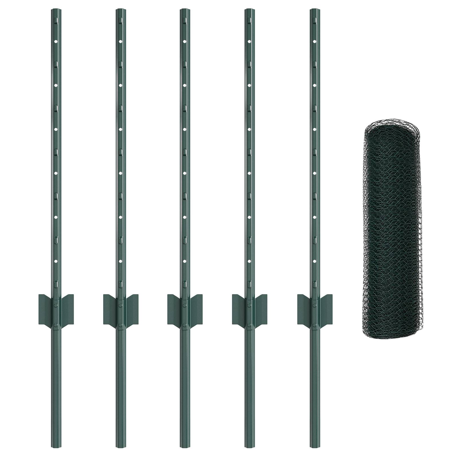 vidaXL Zaunpfosten 5 Stk U-Kanal Grün 100 cm Stahl