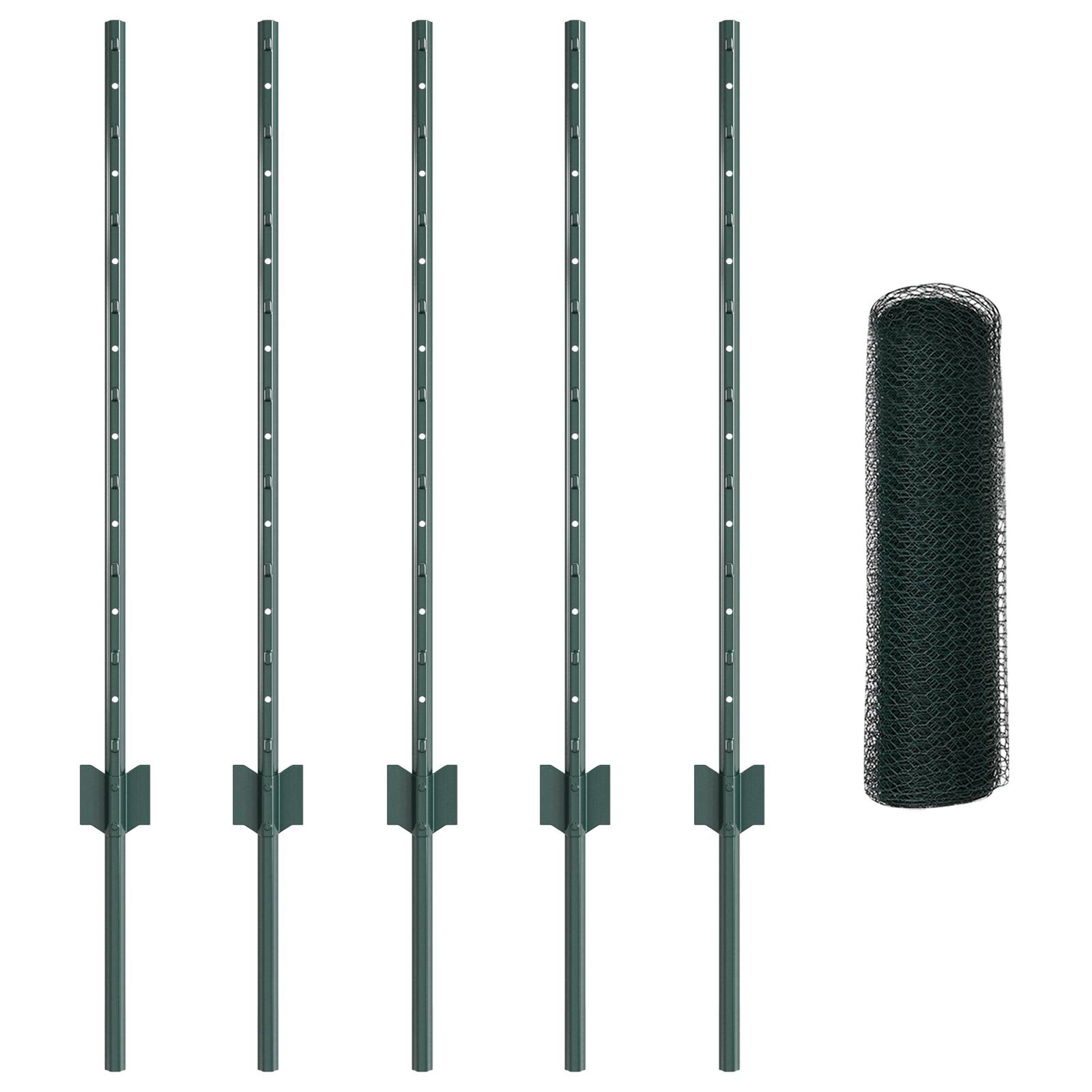 vidaXL Zaunpfosten 5 Stück U-Kanal Grün 80 cm Stahl