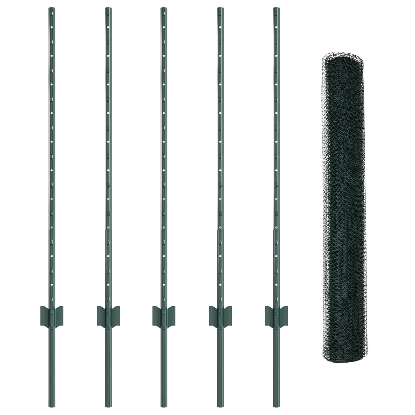 vidaXL Zaunpfosten 5 Stück U-Channel Grün 100 cm Stahl