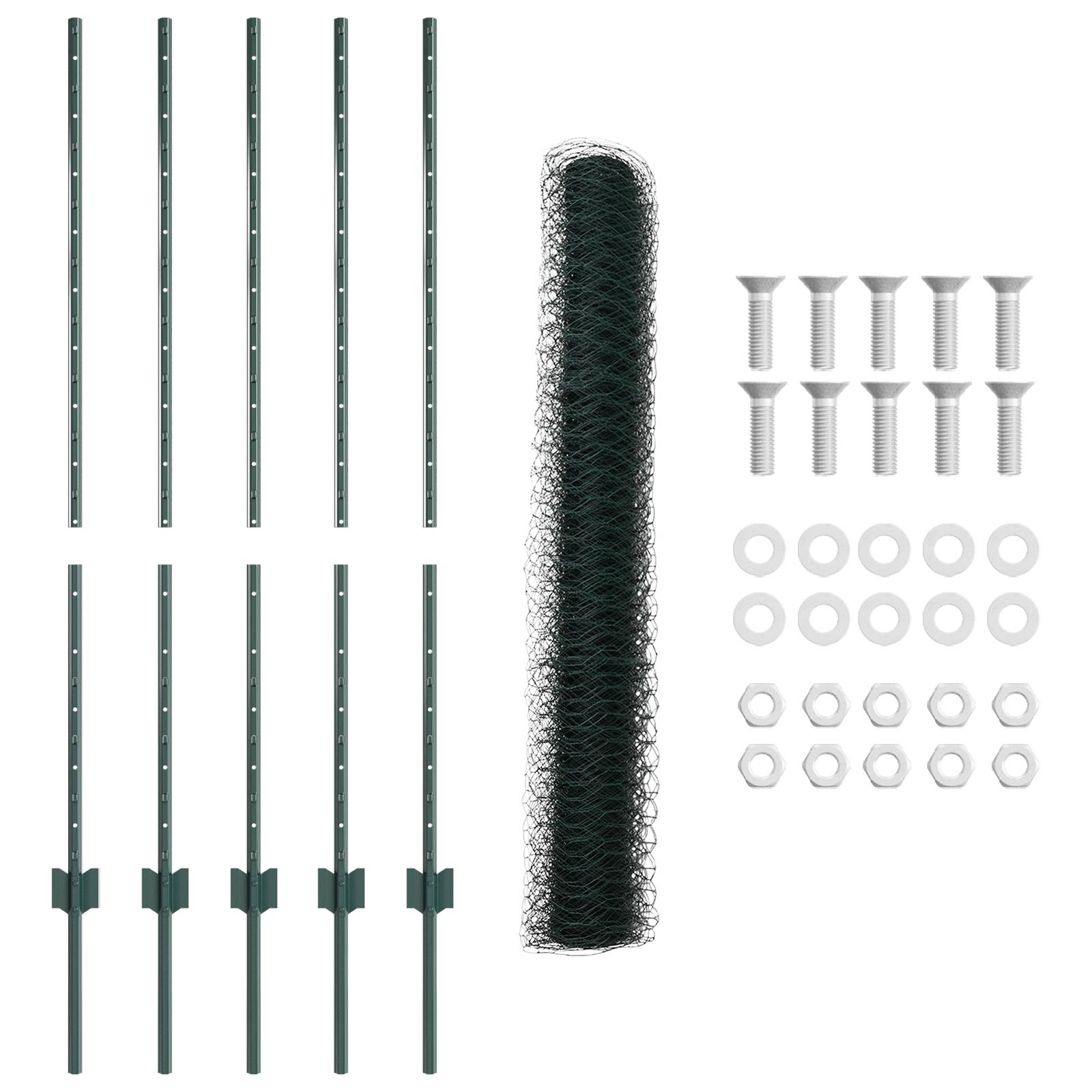 vidaXL Zaunpfosten 5 Stück U-Kanal Grün 120 cm Stahl