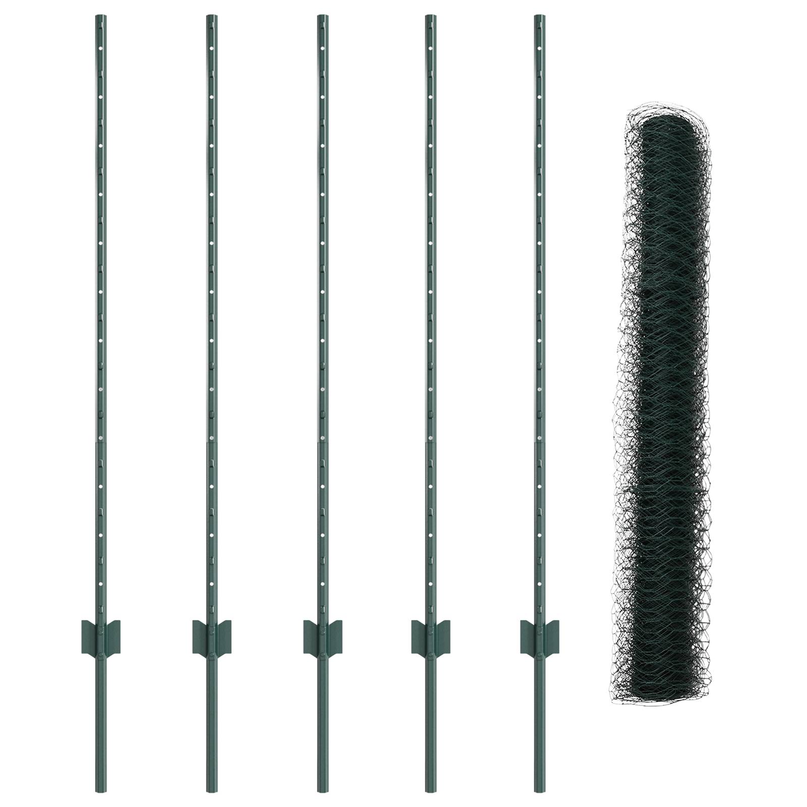 vidaXL Zaunpfosten 5 Stück U-Kanal Grün 120 cm Stahl