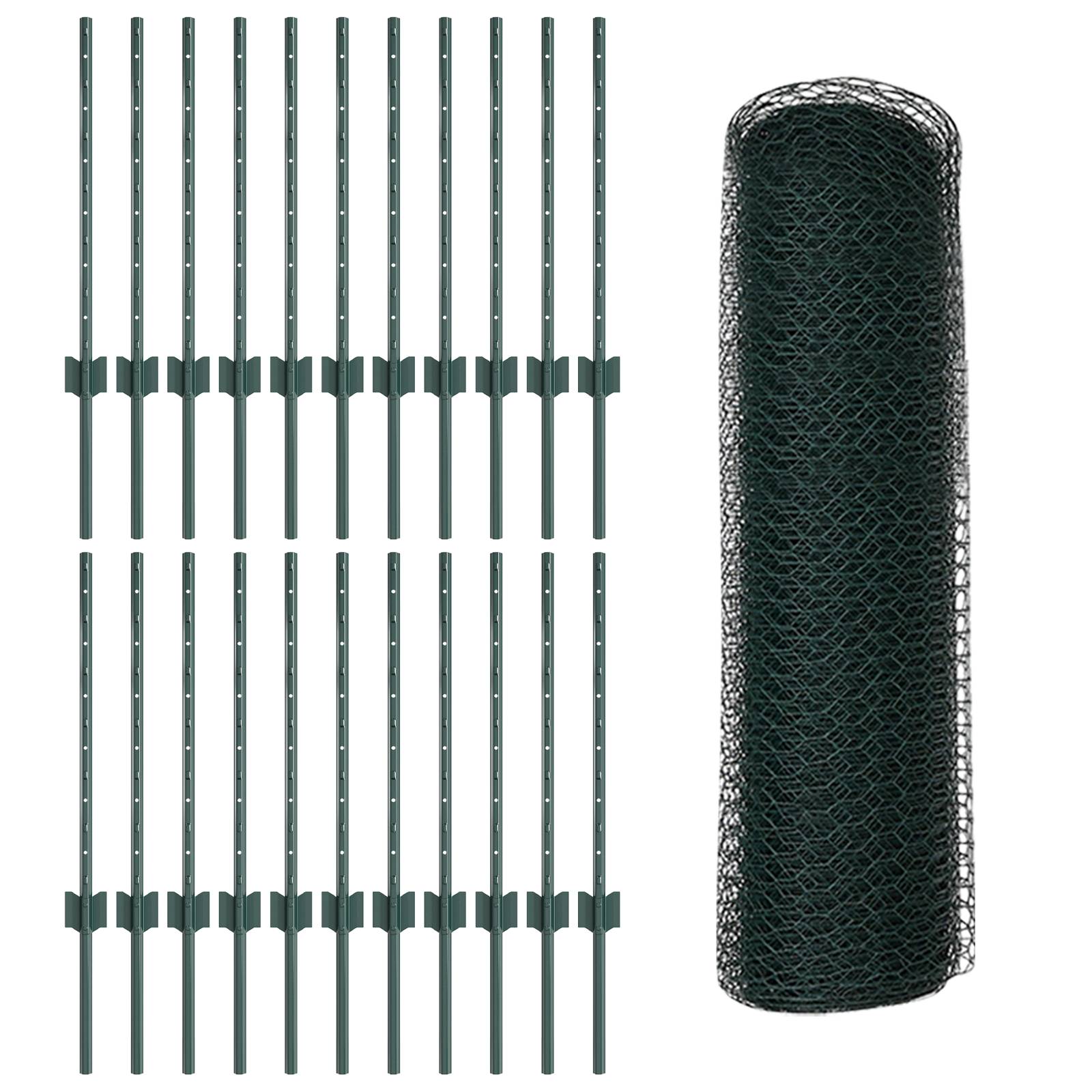 vidaXL Zaunpfähle 11 Stk U-Channel Grün 60 cm Stahl