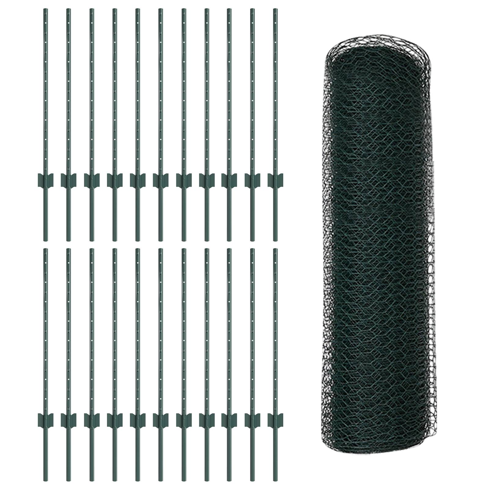vidaXL Zaunpfosten 11 Stück U-Kanal Grün 80 cm Stahl