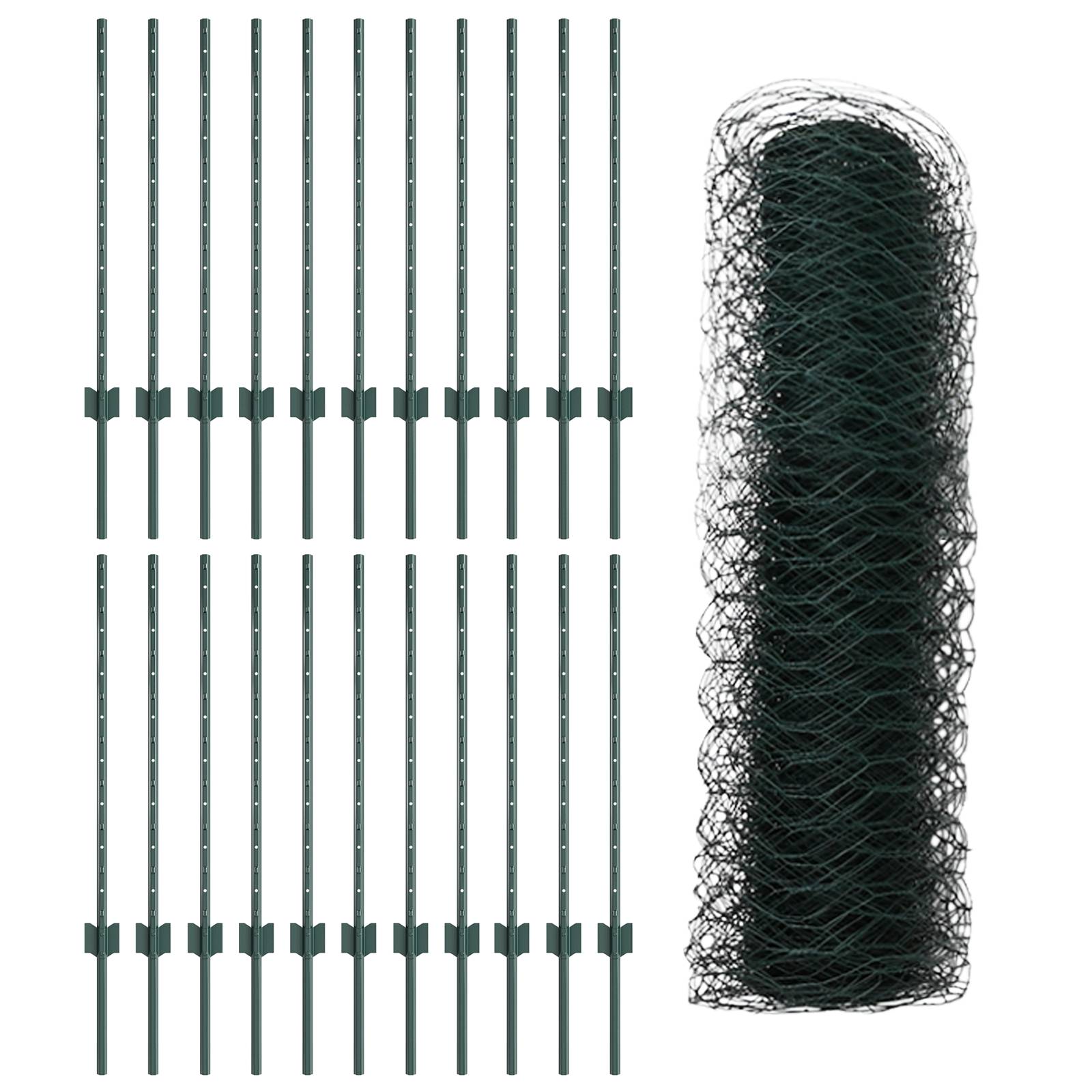 vidaXL Zaunpfosten 11 Stück U-Kanal Grün 80 cm Stahl