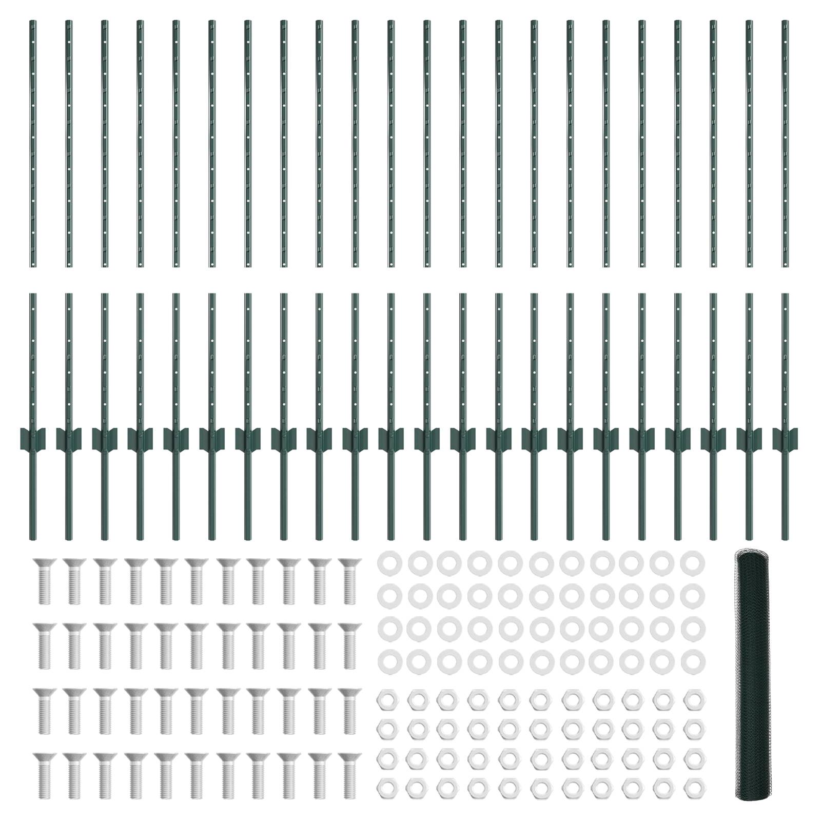 vidaXL Zaunpfosten 11 Stück U-Kanal Grün 100 cm Stahl