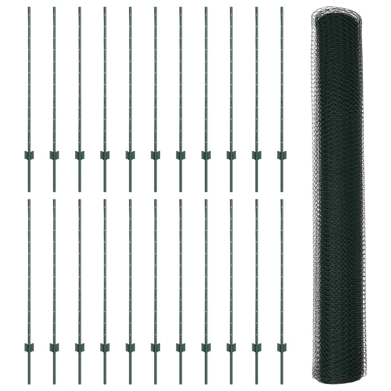 vidaXL Zaunpfosten 11 Stück U-Profil Grün 120 cm Stahl