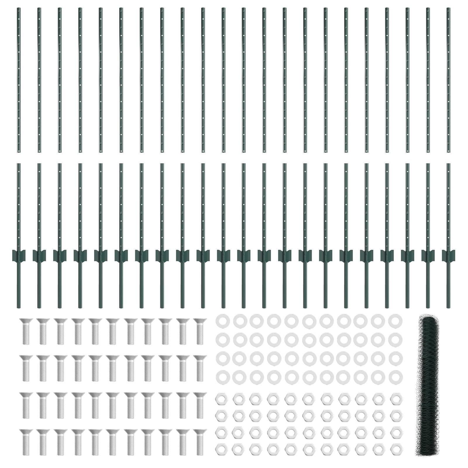 vidaXL Zaunpfosten 11 Stk U-Kanal Grün 120 cm Stahl
