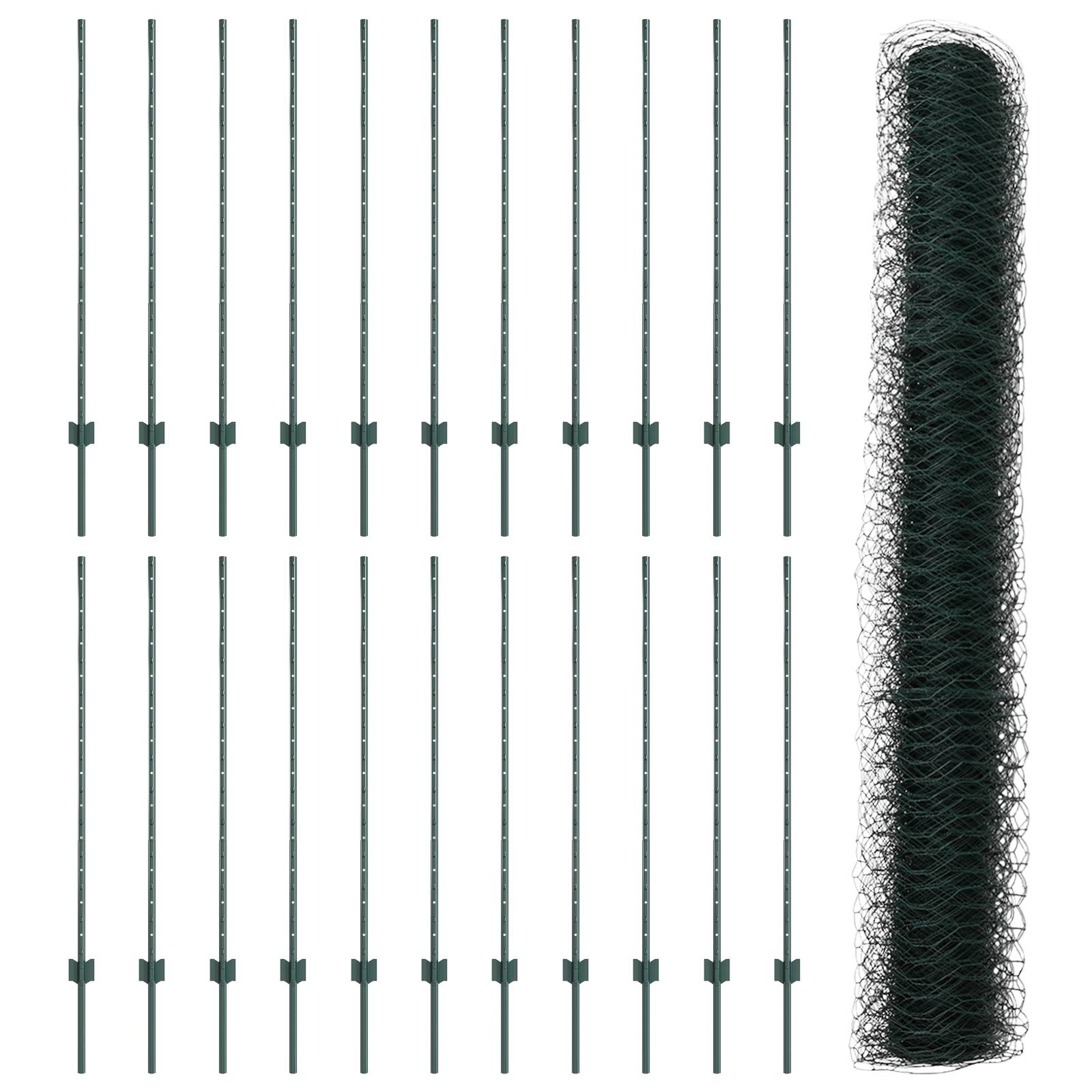 vidaXL Zaunpfosten 11 Stück U-Kanal Grün 120 cm Stahl