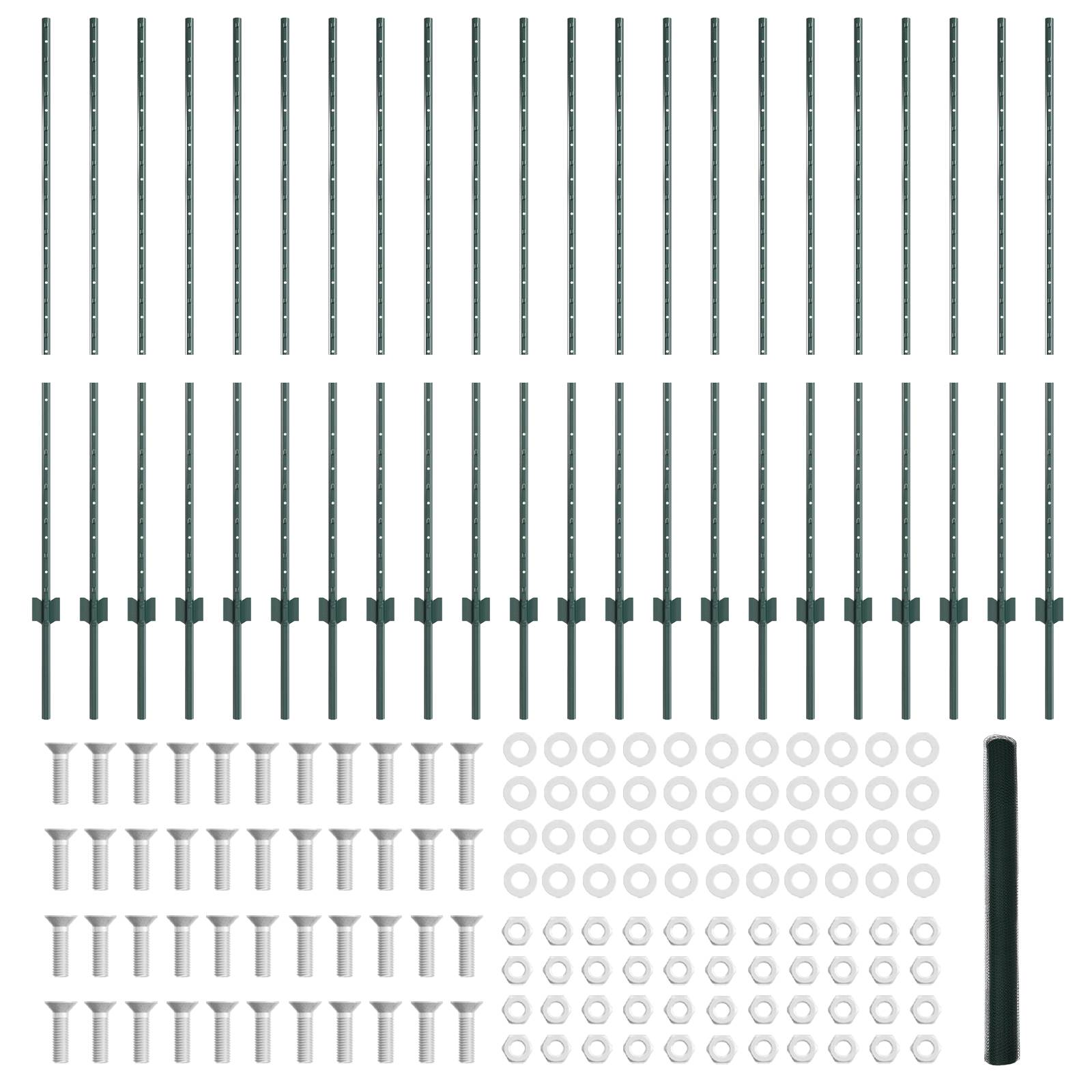 vidaXL Zaunpfosten 11 Stk U-Kanal Grün 140 cm Stahl