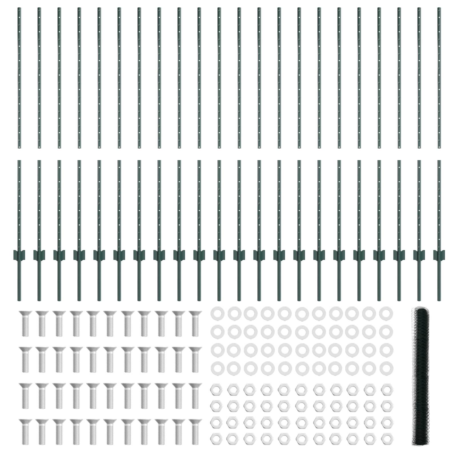 vidaXL Zaunpfosten 11 Stück U-Kanal Grün 140 cm Stahl
