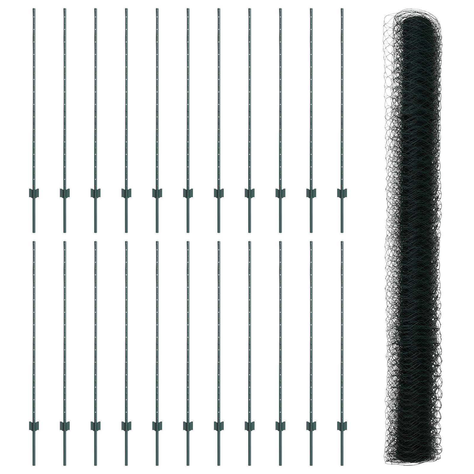 vidaXL Zaunpfosten 11 Stück U-Profil Grün 140 cm Stahl