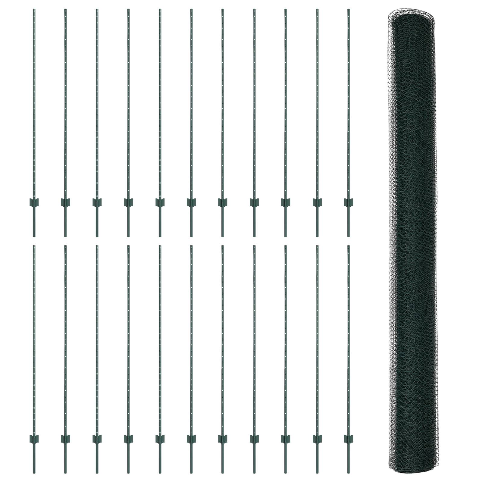 vidaXL Zaunpfosten 11 Stück U-Profil Grün 160 cm Stahl