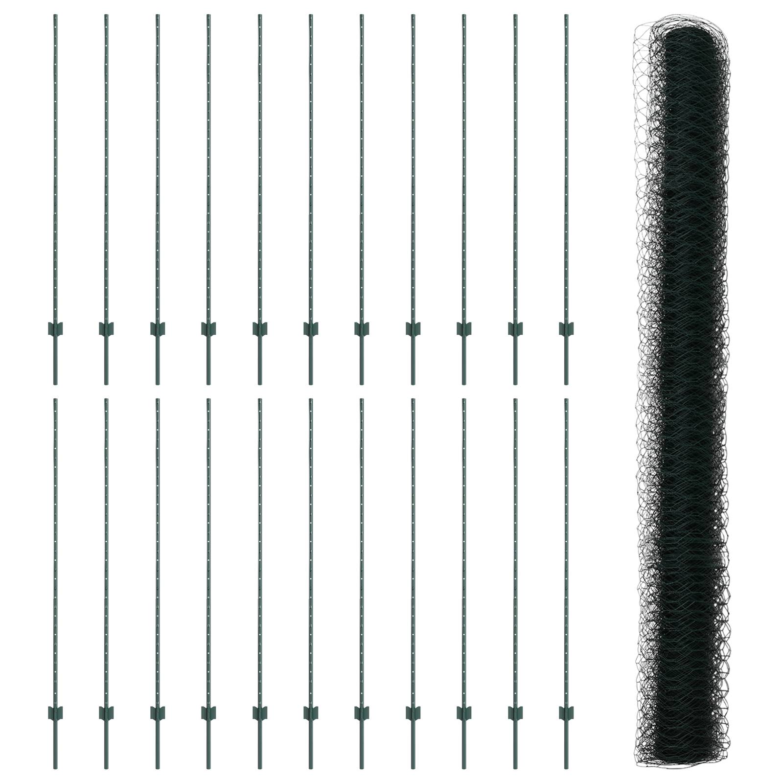 vidaXL Zaunpfosten 11 Stk U-Channel Grün 160 cm Stahl