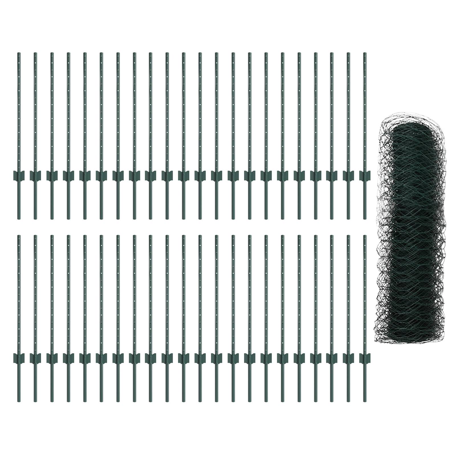 vidaXL Zaunpfosten 11 Stk. U-Kanal Grün 80 cm Stahl