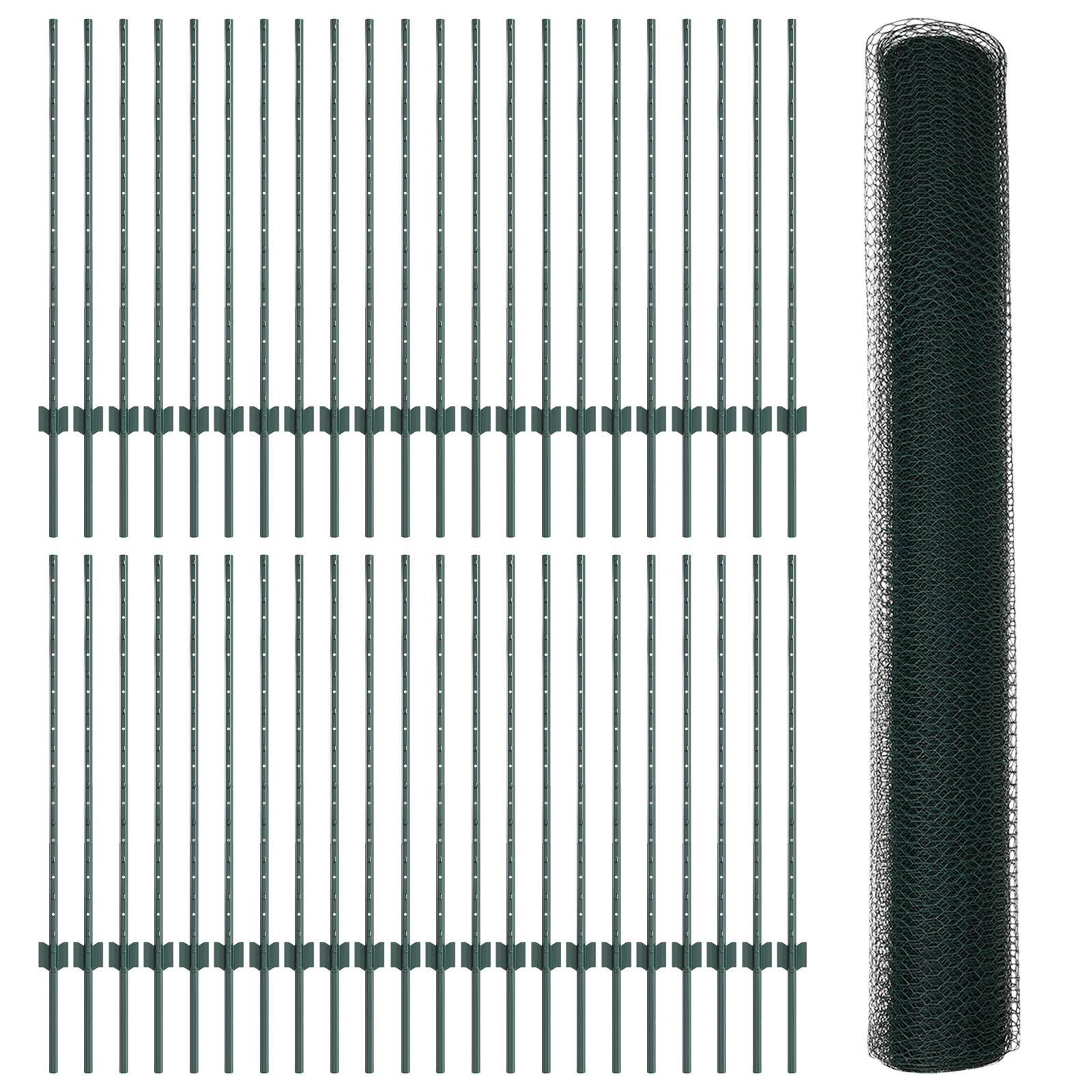 vidaXL Zaunpfosten 11 Stk U-Profil Grün 100 cm Stahl
