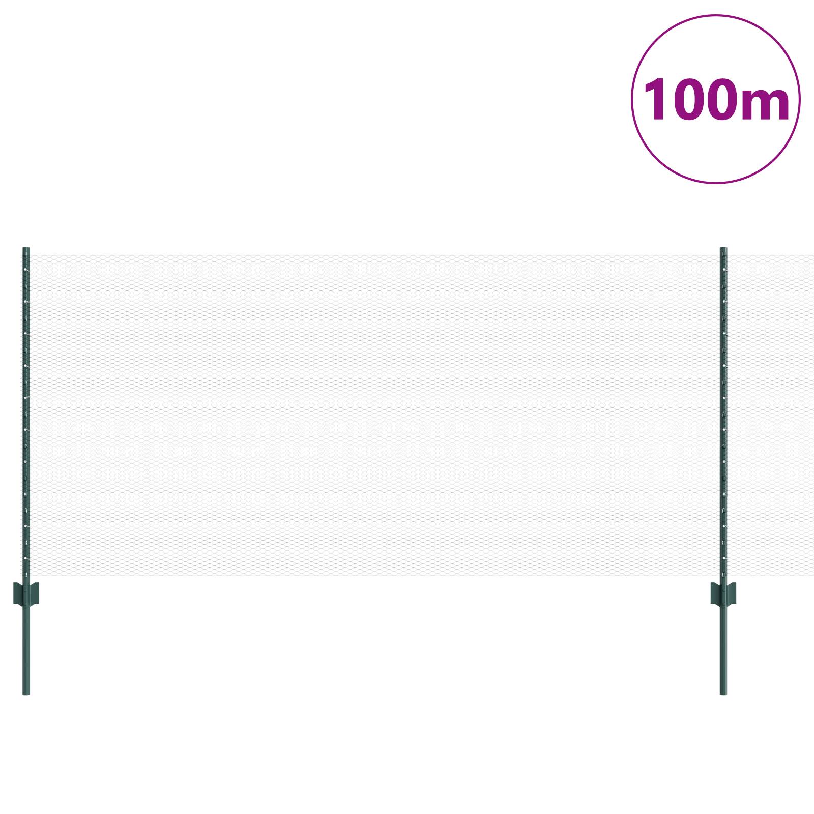 vidaXL Zaunpfosten 11 Stück U-Kanal Grün 100 cm Stahl