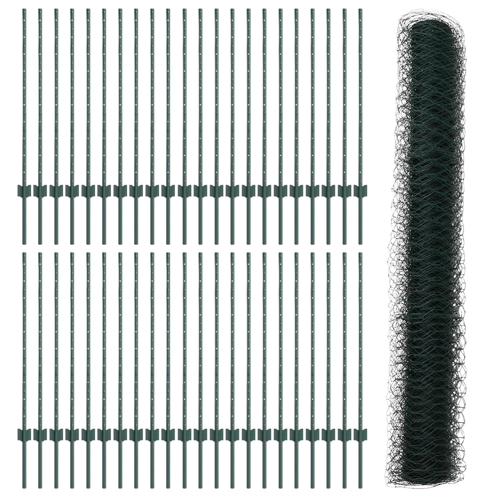 vidaXL Zaunpfosten 11 Stück U-Kanal Grün 100 cm Stahl