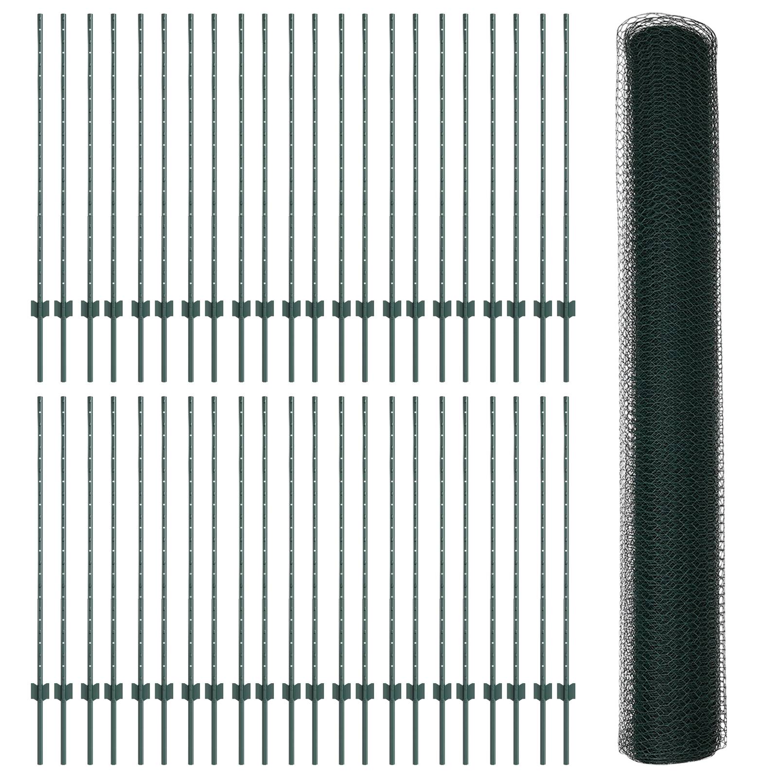 vidaXL Zaunpfosten 11 Stück U-Kanal Grün 120 cm Stahl