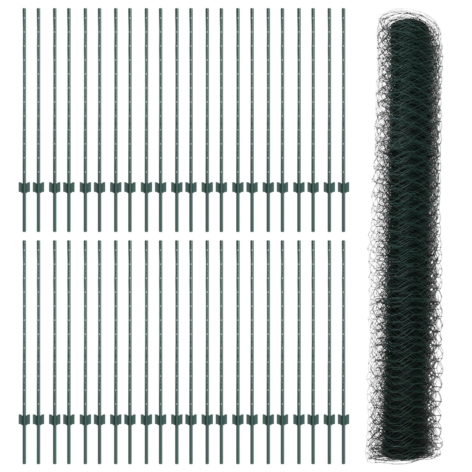 vidaXL Zaunpfosten 11 Stück U-Kanal Grün 120 cm Stahl