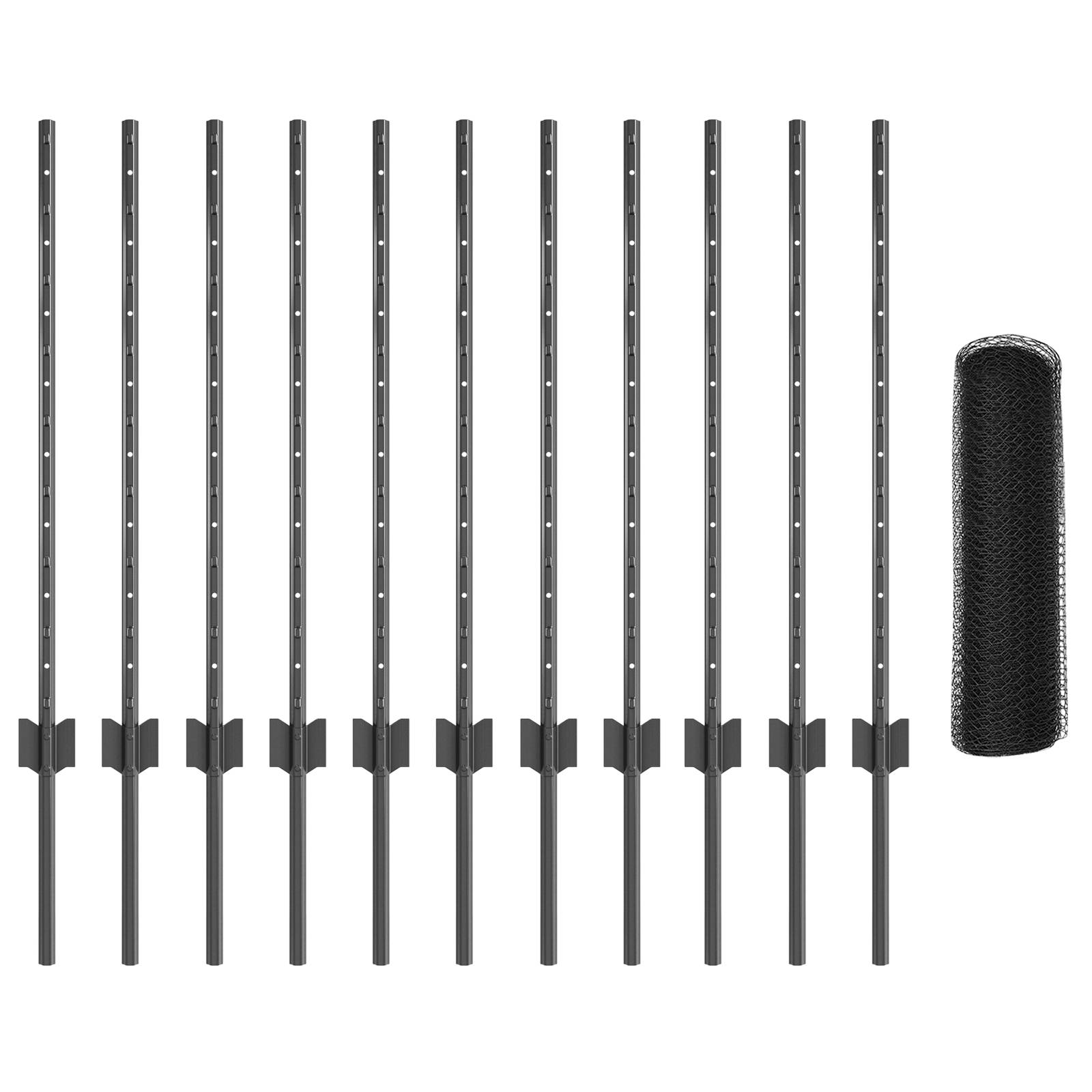 vidaXL Zaunpfosten 11 Stück U-Kanal Grau 80 cm Stahl