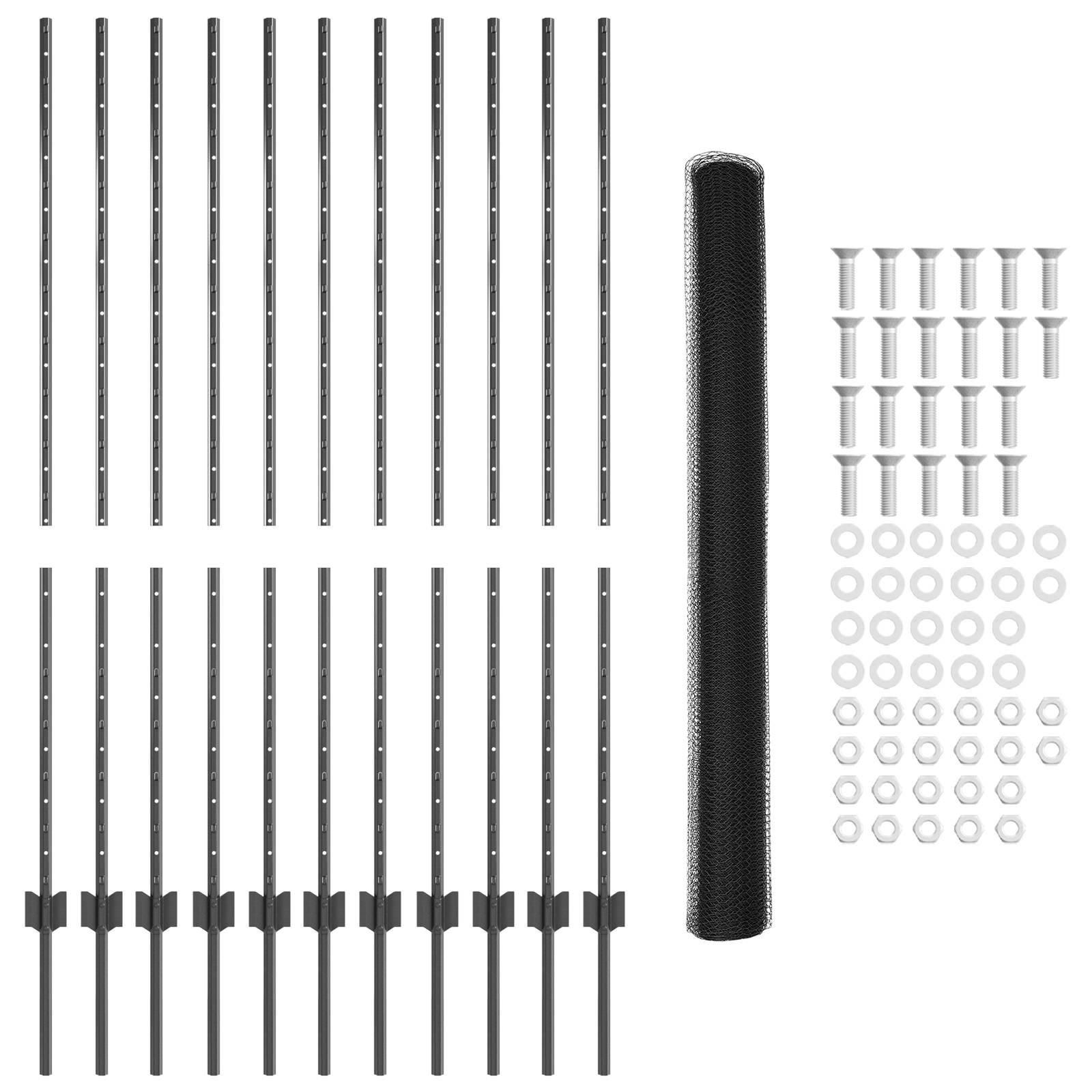 vidaXL Zaunpfähle 22 Stück U-Kanal Grau 140 cm Stahl