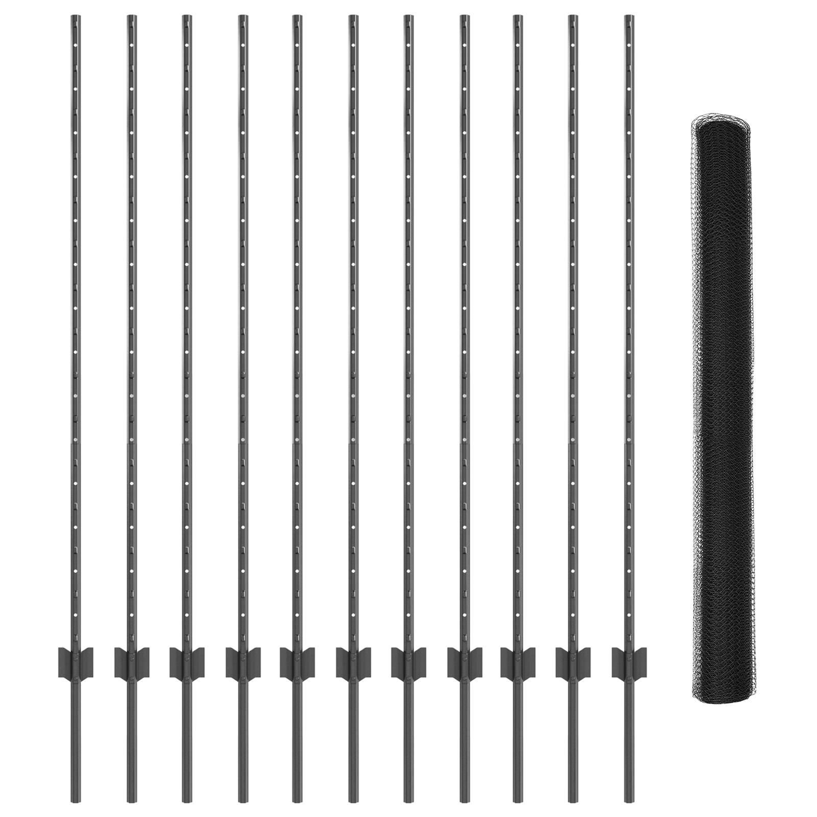 vidaXL Zaunpfähle 22 Stück U-Kanal Grau 140 cm Stahl