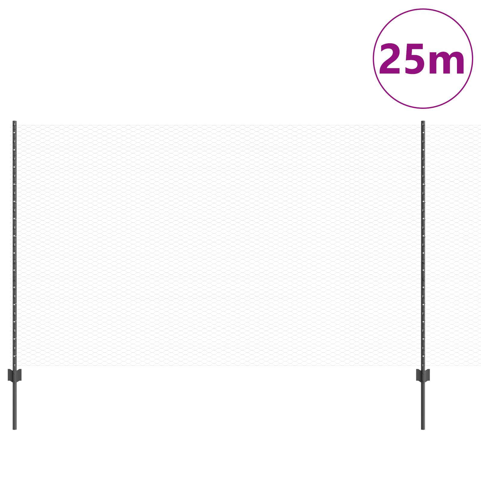 vidaXL Zaunpfähle 22 Stück U-Kanal Grau 140 cm Stahl