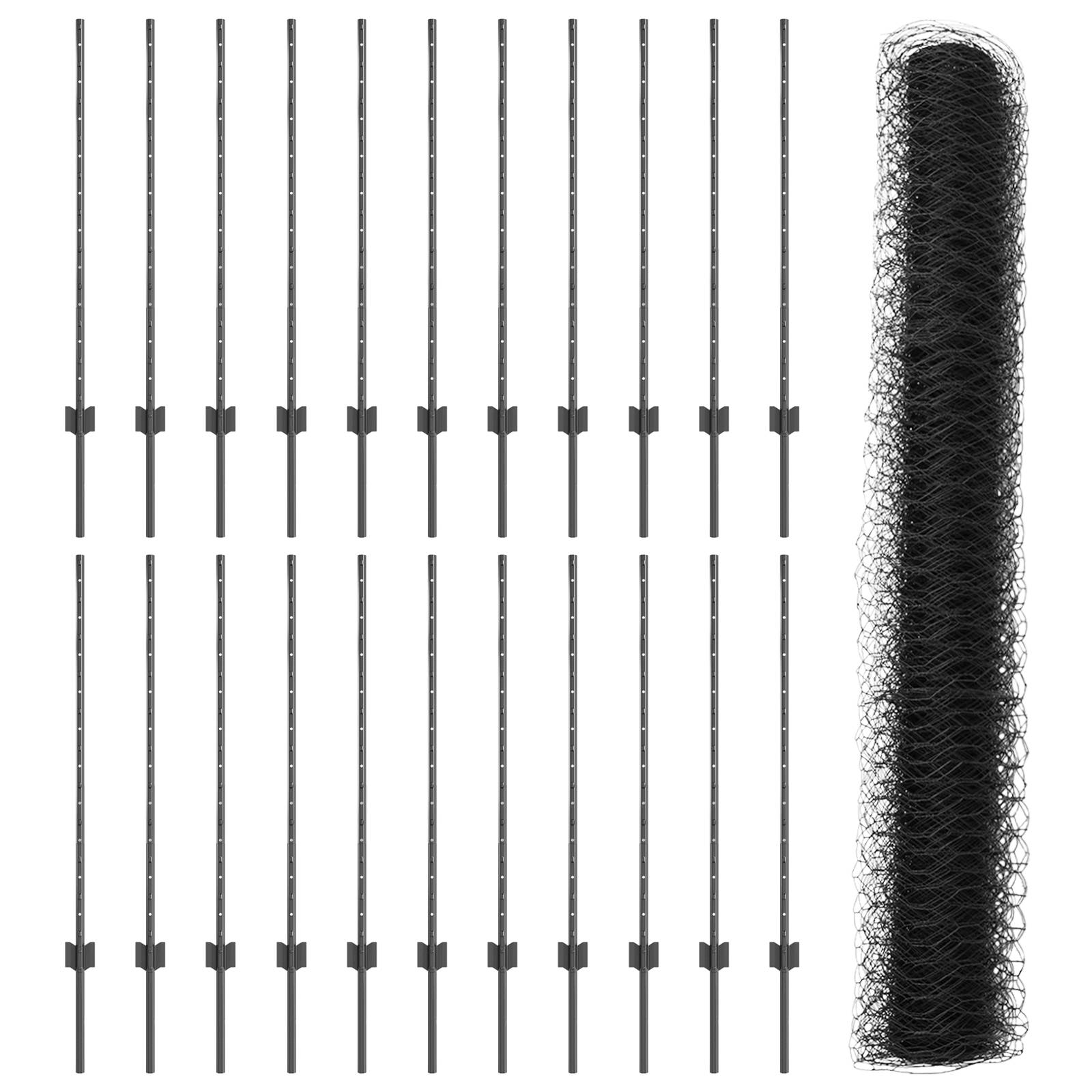 vidaXL Zaunpfosten 22 Stück U-Kanal Grau 100 cm Stahl