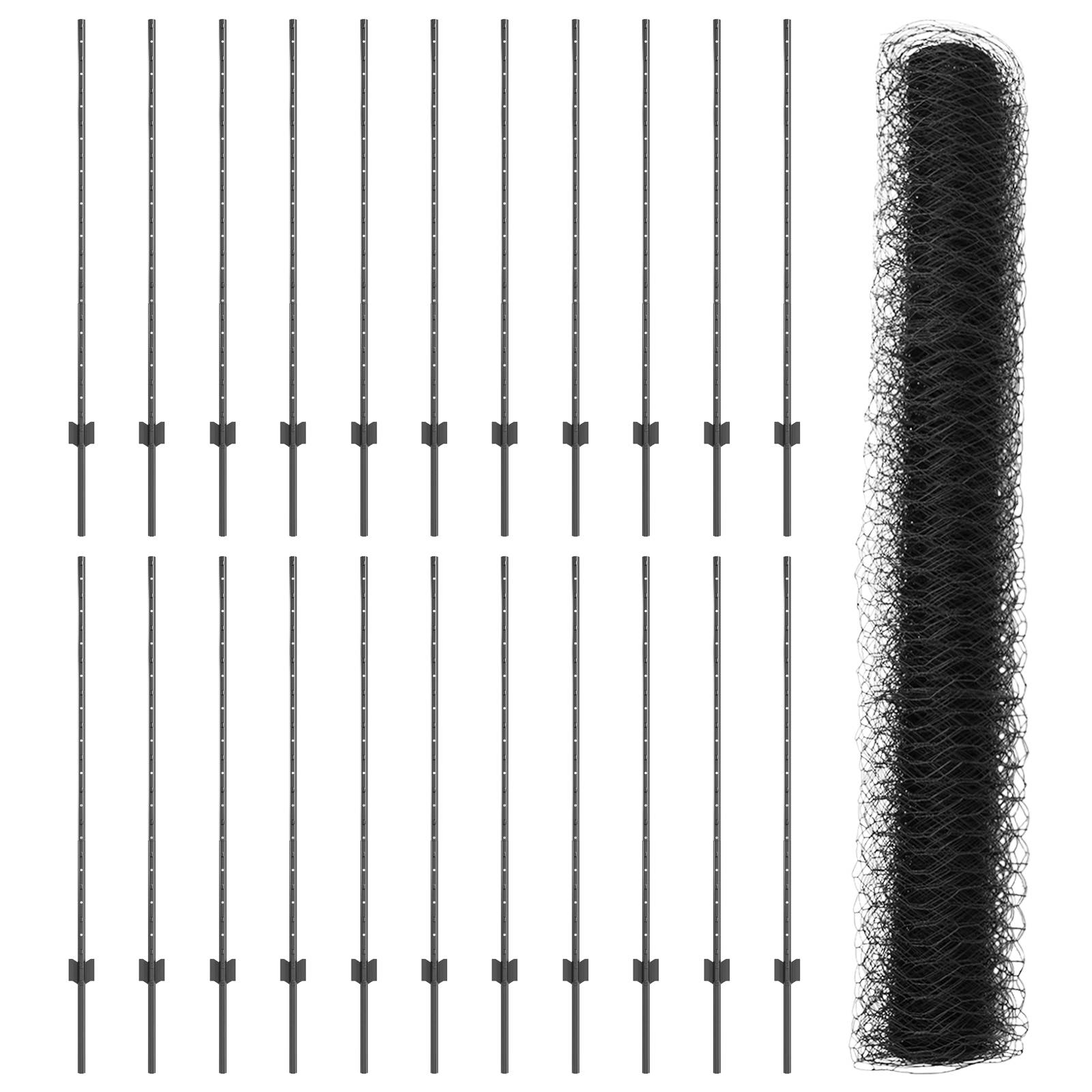vidaXL Zaunpfosten 22 Stück U-Channel Grau 120 cm Stahl
