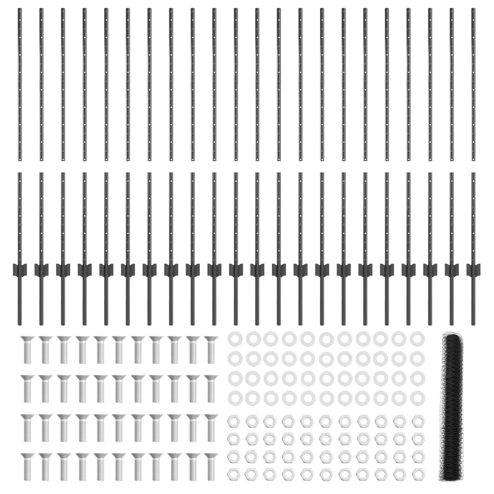 vidaXL Zaunpfosten 22 Stk U-Profil Grau 120 cm Stahl