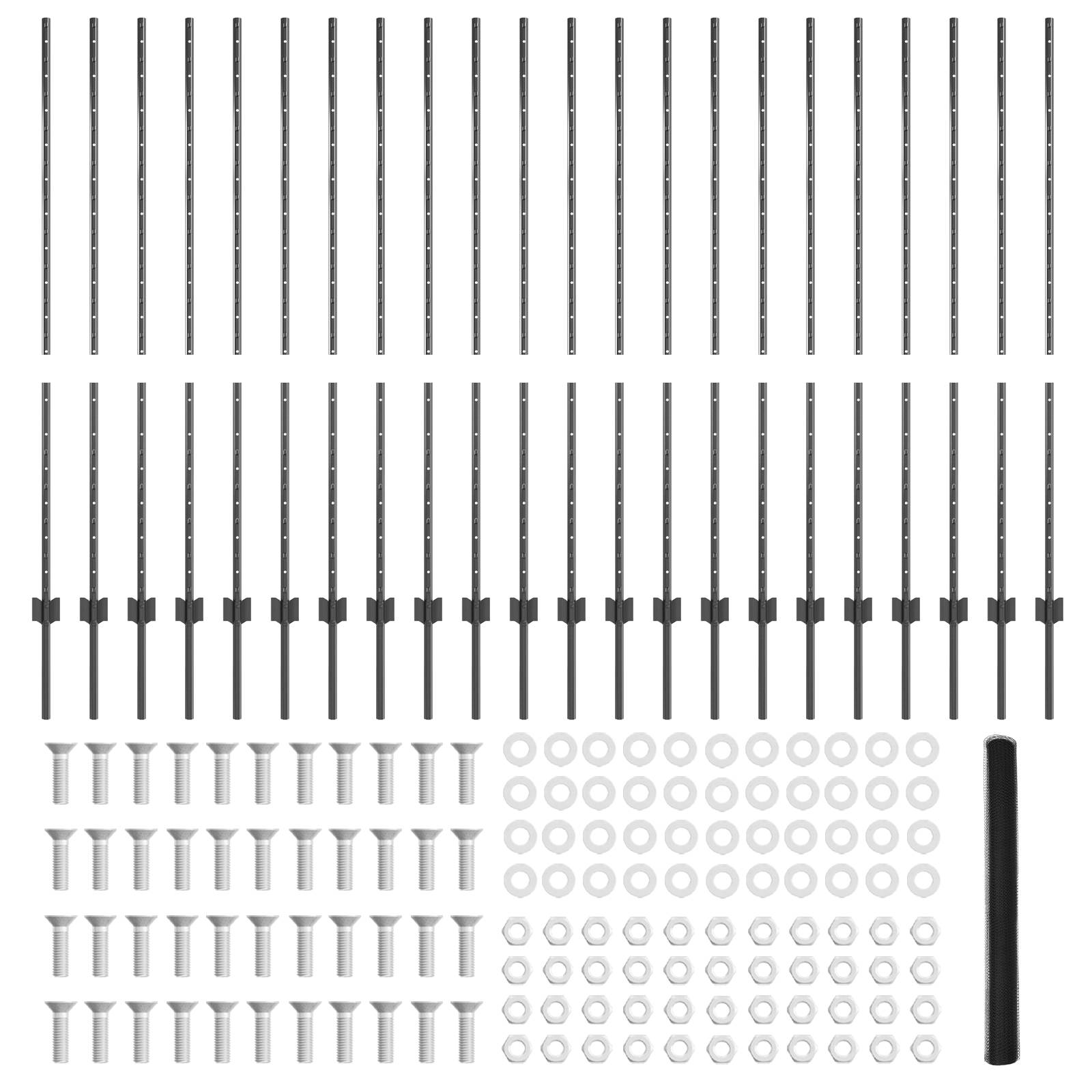 vidaXL Zaunpfosten 22 Stk U-Kanal Grau 140 cm Stahl