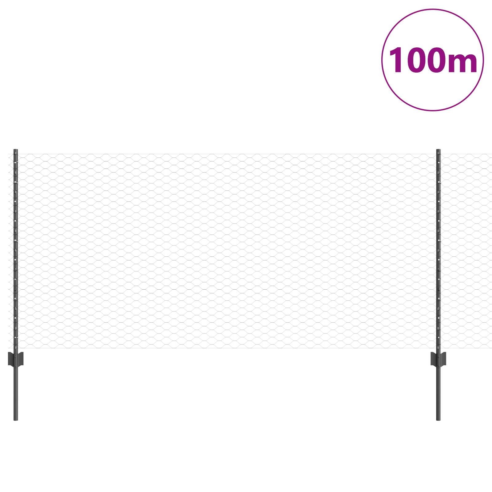 vidaXL Zaunpfosten 22 Stück U-Kanal Grau 100 cm Stahl