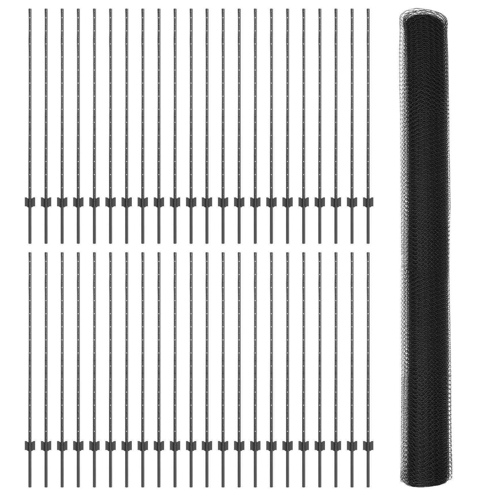 vidaXL Zaunposts 22 Stück U-Kanal Grau 140 cm Stahl