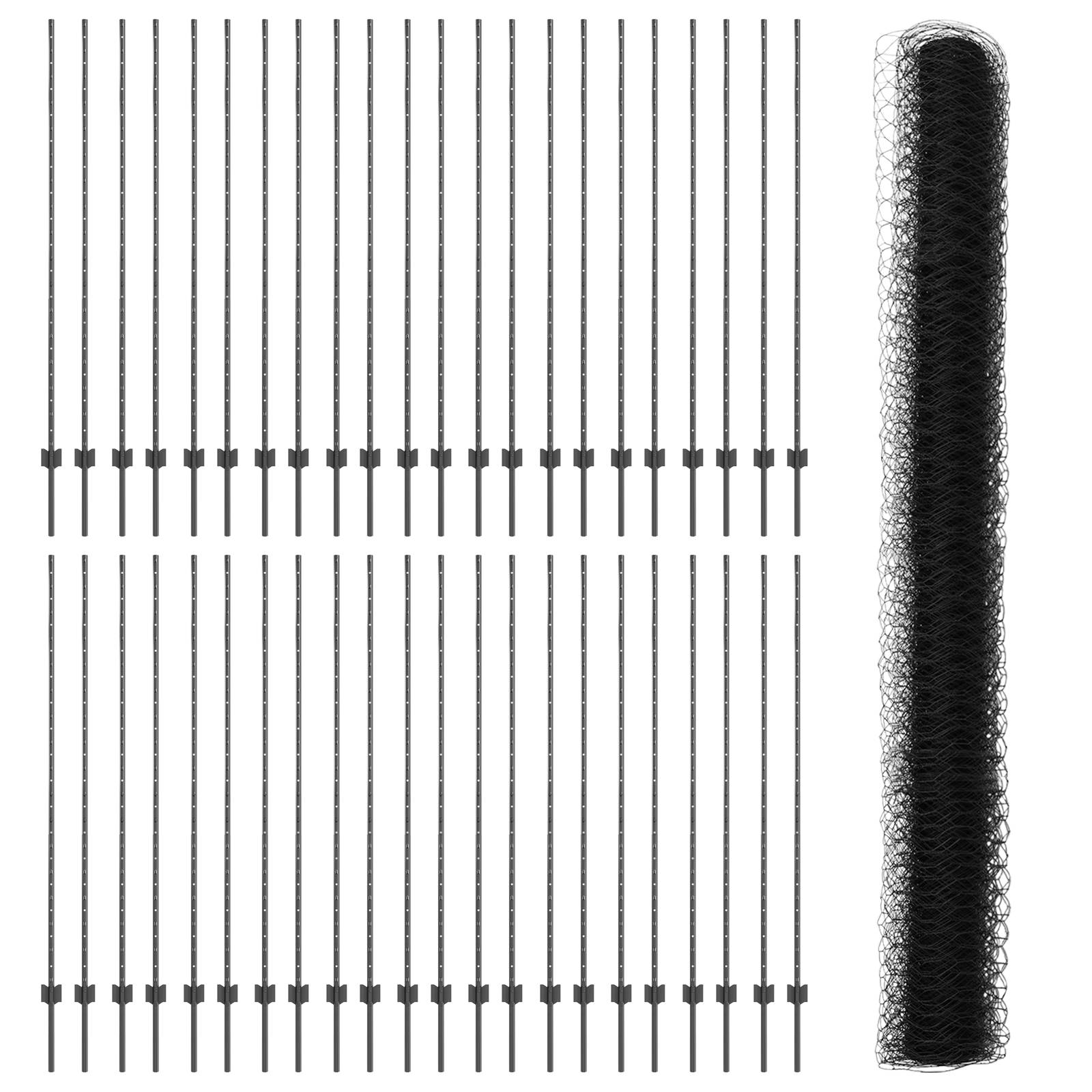 vidaXL Zaunpfosten 22 Stück U-Kanal Grau 150 cm Stahl