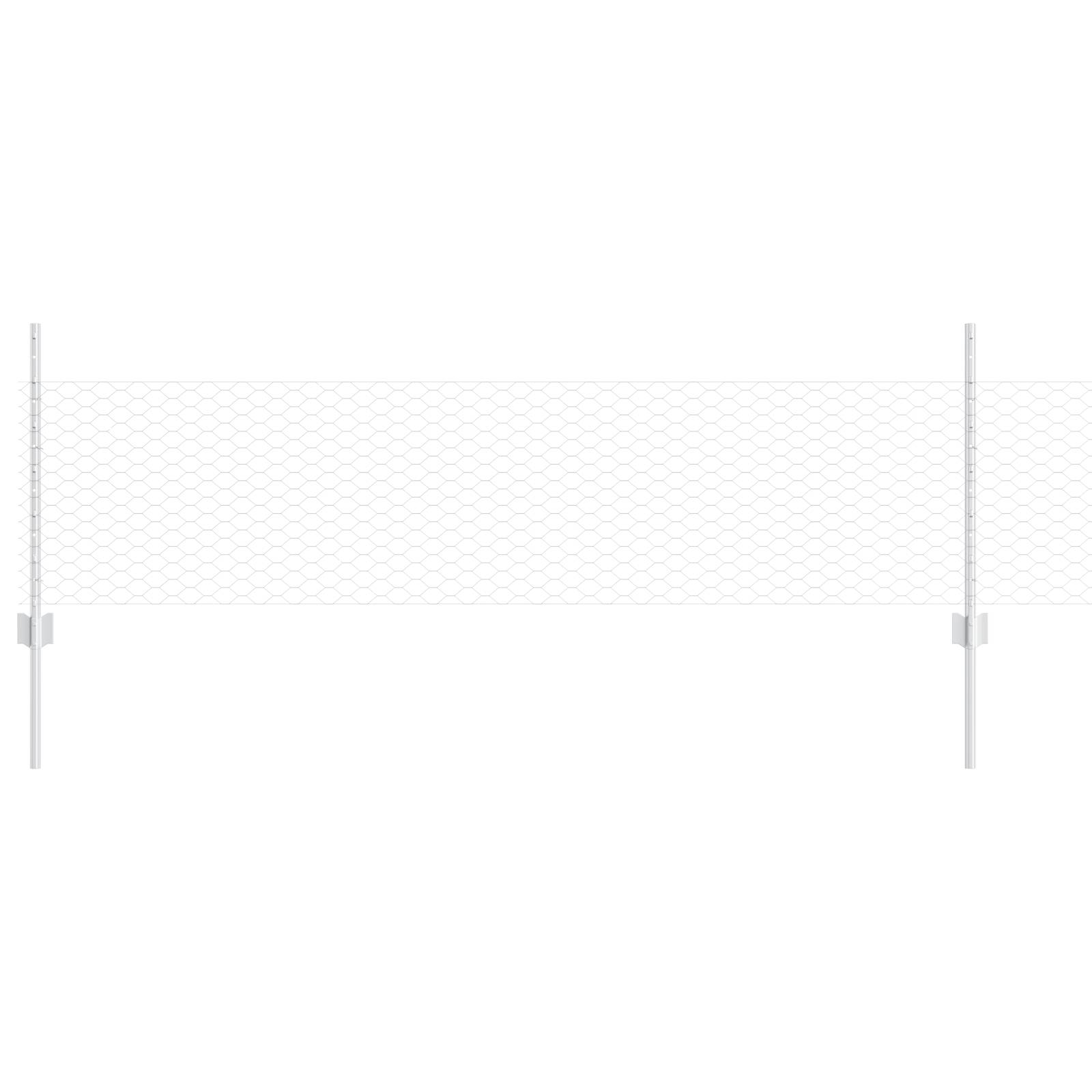 vidaXL Sechsecken Zaun mit 11 U Pfosten Silber 0,5x25 m Stahl