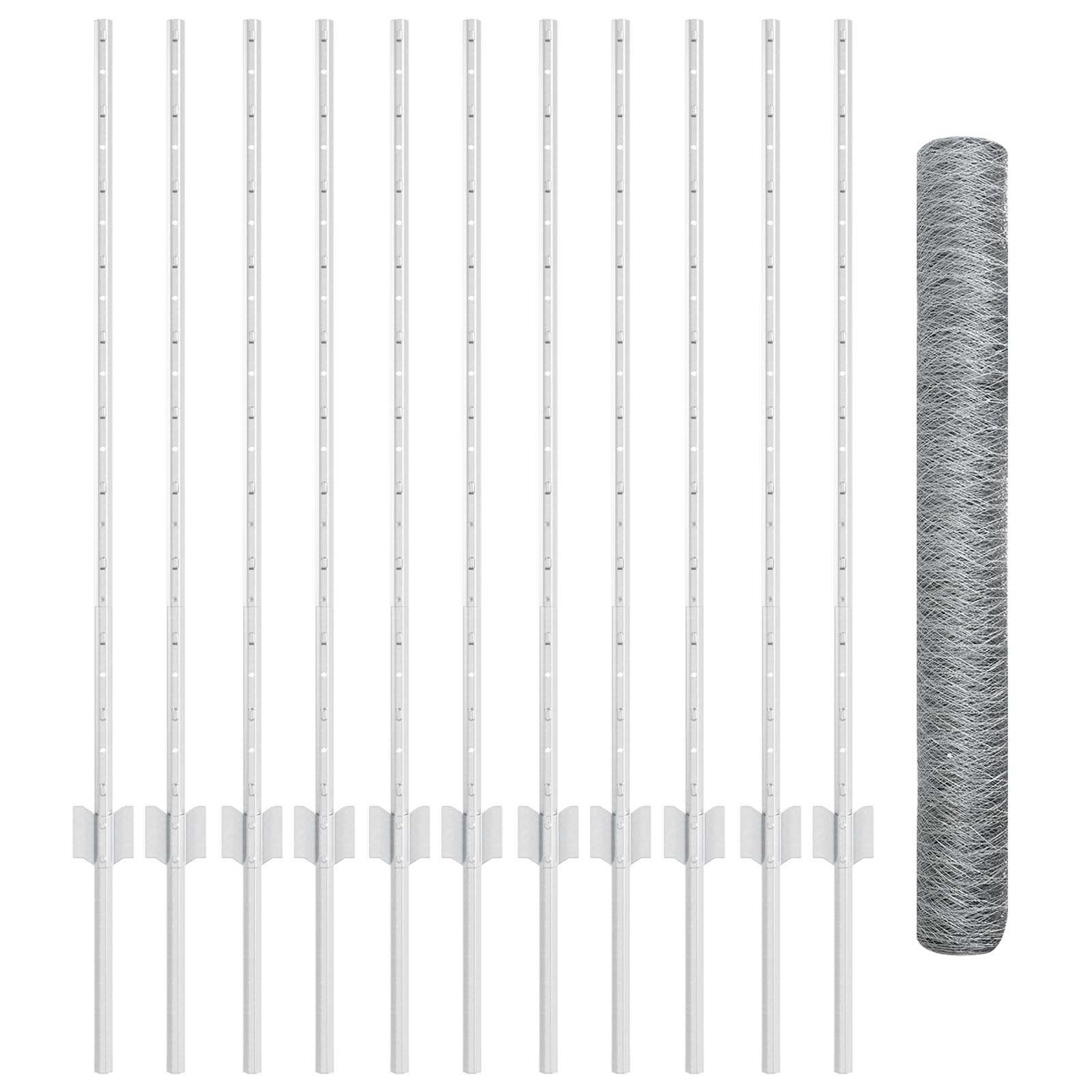 vidaXL Sechseckiger Gartenzaun Set 2er Set Verzinkter Stahl 25 x 1 m
