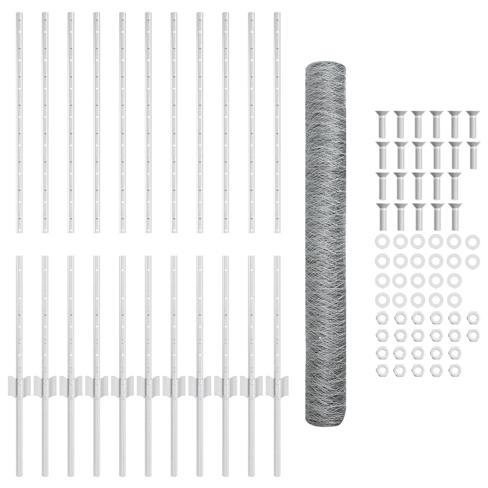 vidaXL Sechseckiger Gartenzaun Set 2er Set Verzinkter Stahl 25 x 1 m
