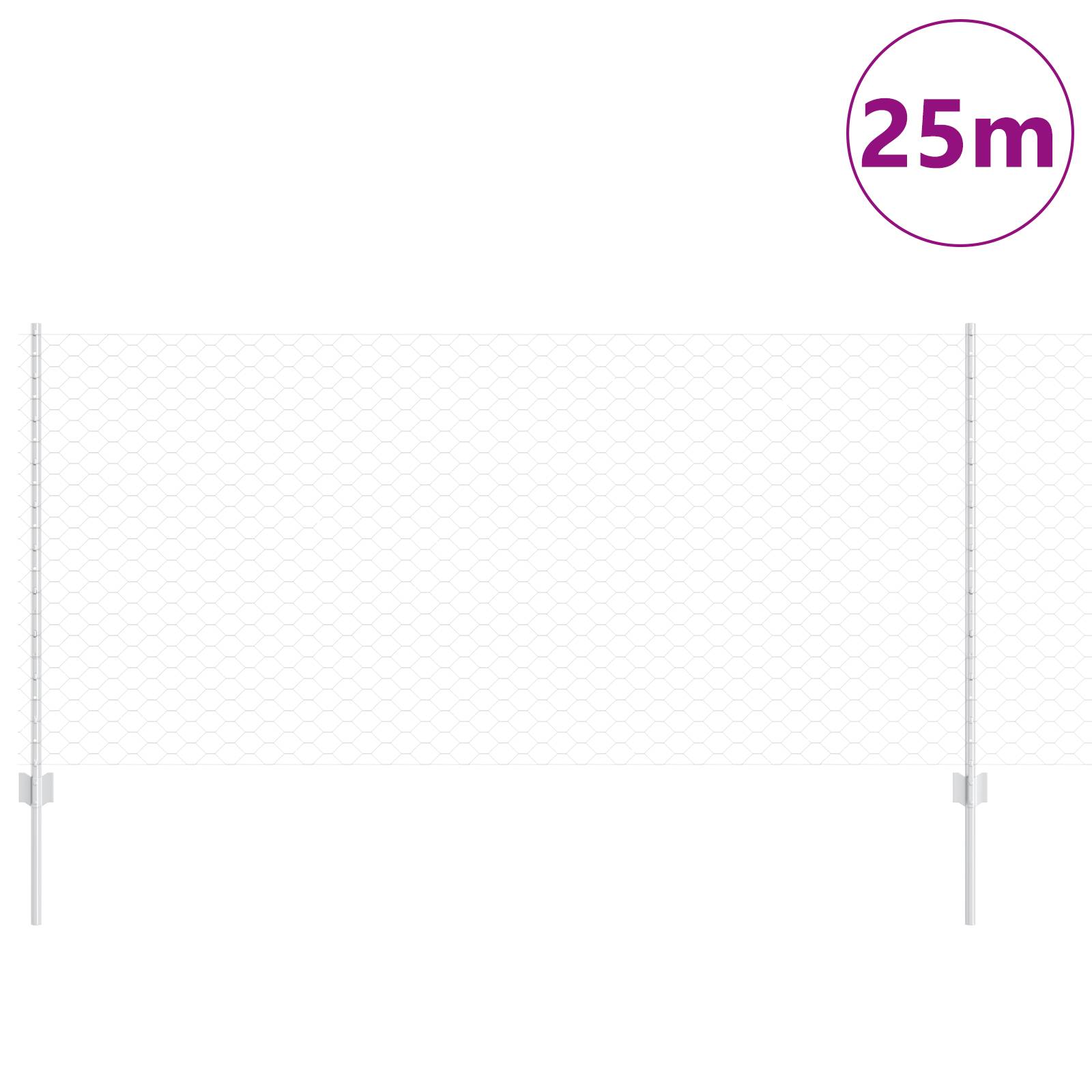vidaXL Sechseckiger Gartenzaun Set 2er Set Verzinkter Stahl 25 x 1 m