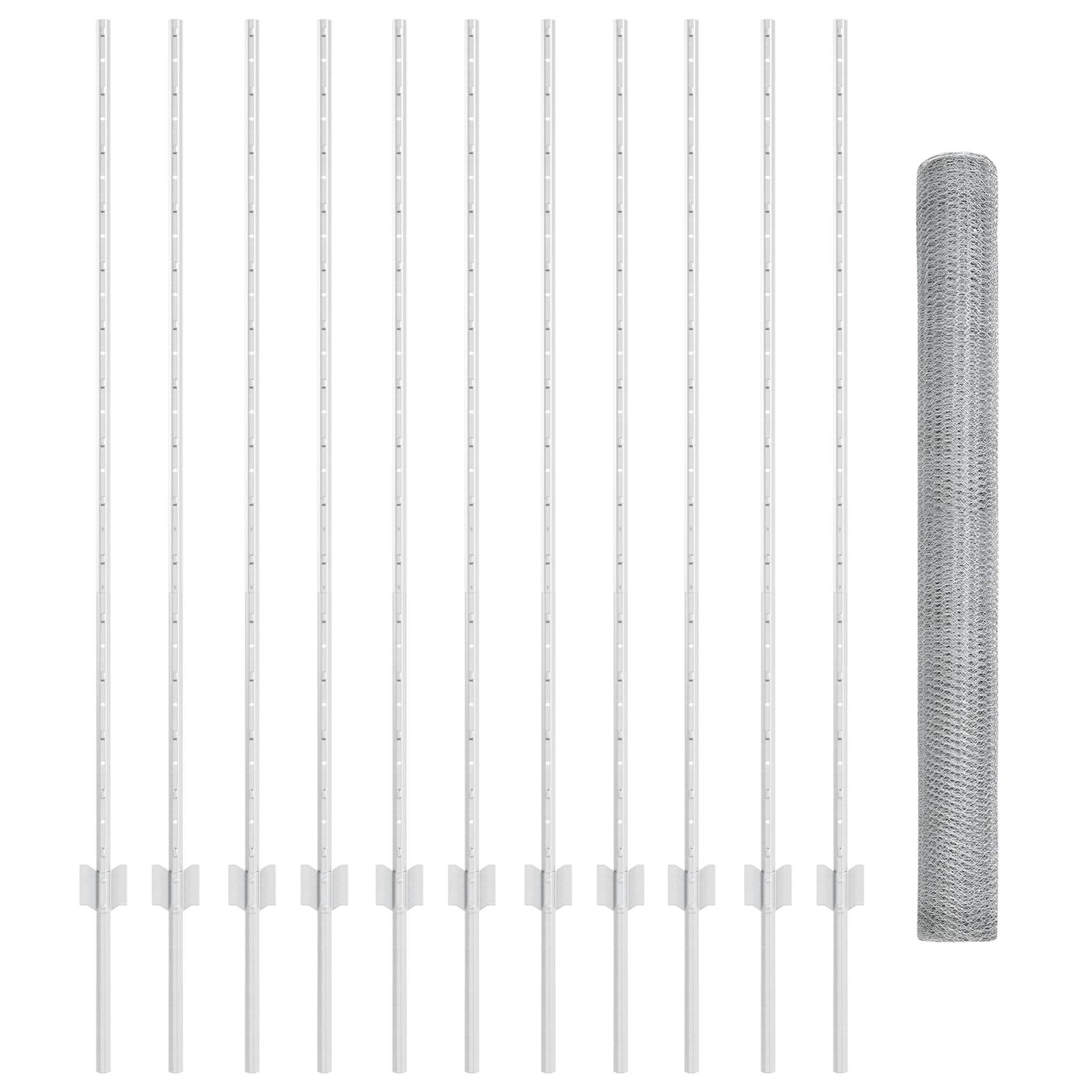 vidaXL Zaunpfosten 22 Stück U-Channel 140 cm Verzinkter Stahl