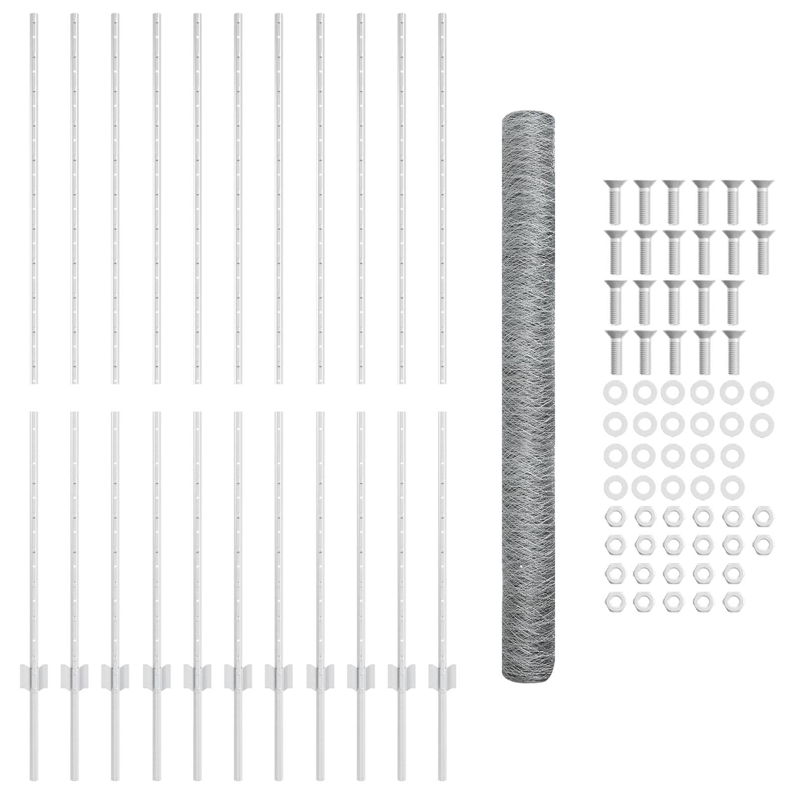 vidaXL Hexagon-Zaun-Set Set aus 2 Verzinkter Stahl 25 x 1,5 m Langlebig