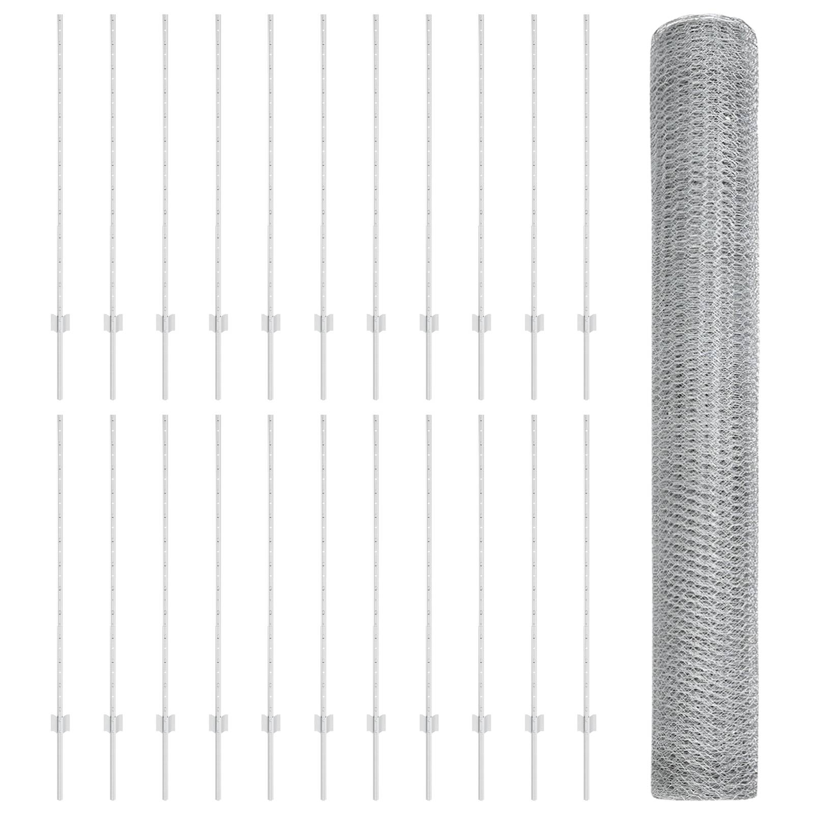 vidaXL Zaunpfosten 22 Stück U-Profil 120 cm verzinkter Stahl