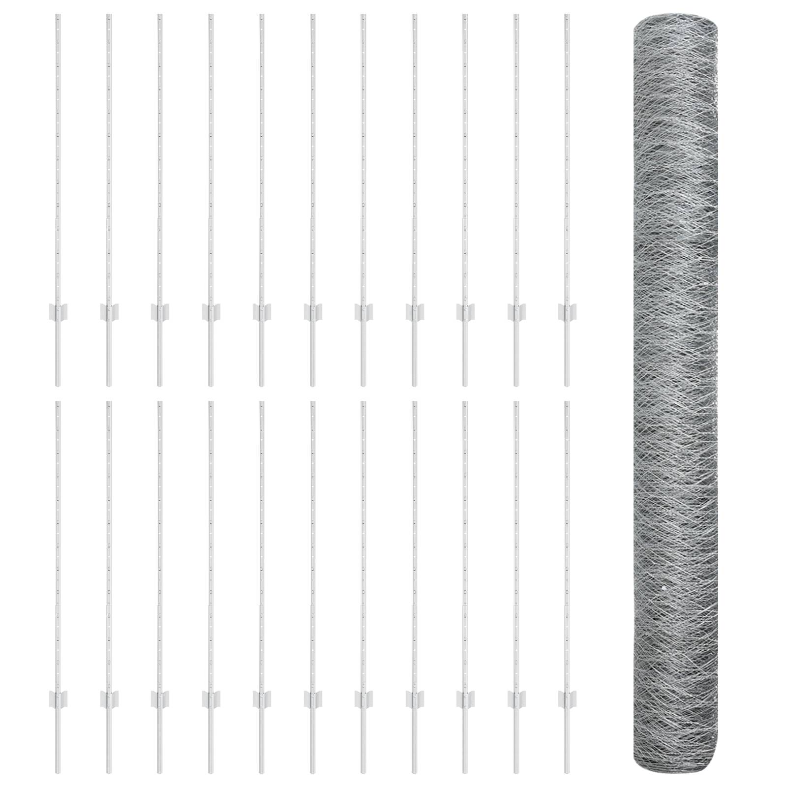 vidaXL Zaunpfosten 22 Stück U-Profil 120 cm Feuerverzinkter Stahl