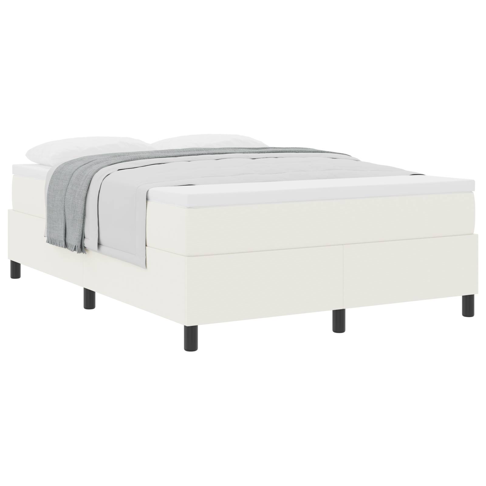 vidaXL Boxspringbett mit Matratze, Creme, 160 x 200 cm, Cordstoff