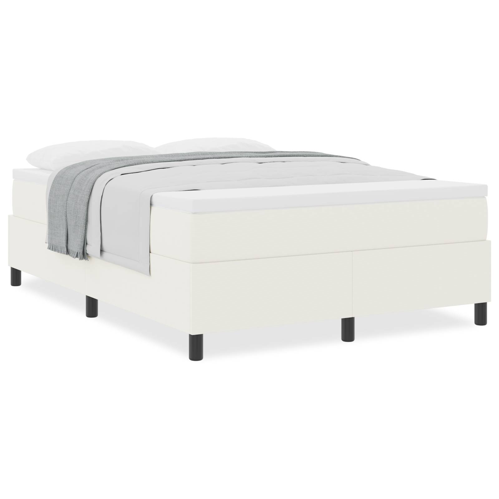 vidaXL Boxspringbett mit Matratze, Creme, 160 x 200 cm, Cordstoff