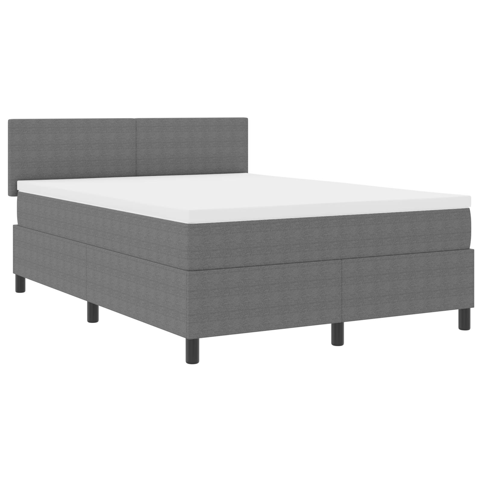 vidaXL Boxspringbett mit Matratze Hellgrau 160x200 cm Cordstoff