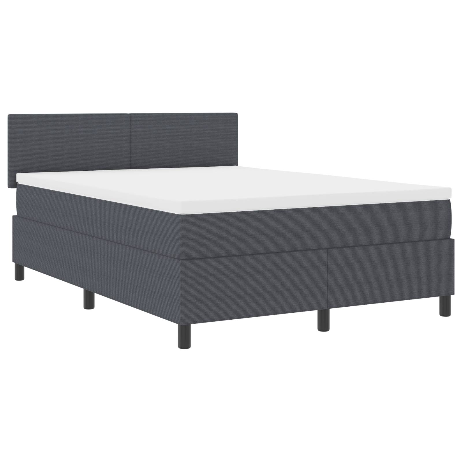 vidaXL Boxspringbett mit Matratze & LED Dunkelgrau 140x200 cm Cord-Stoff