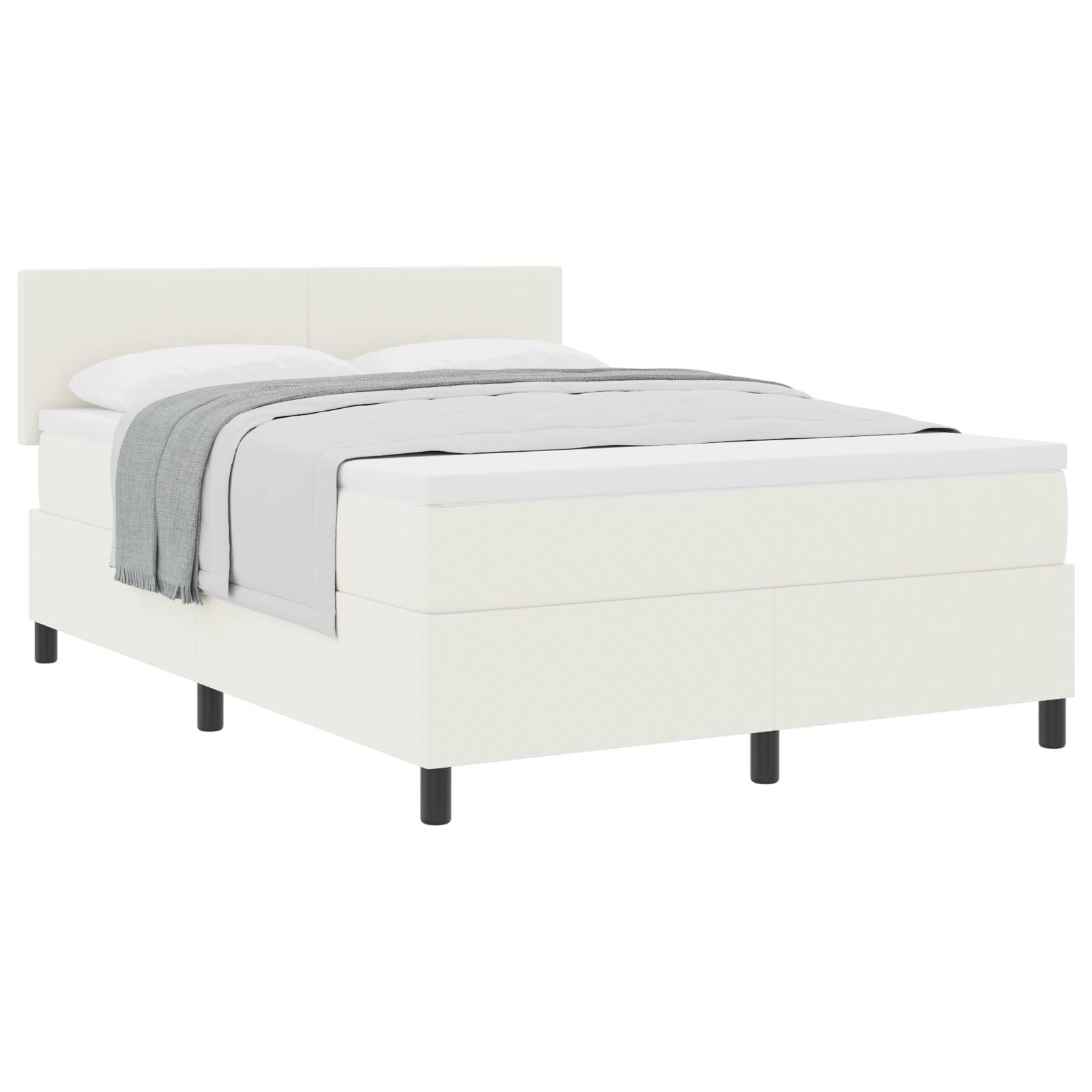 vidaXL Boxspringbett mit Matratze Creme 160x200 cm Cord-Stoff