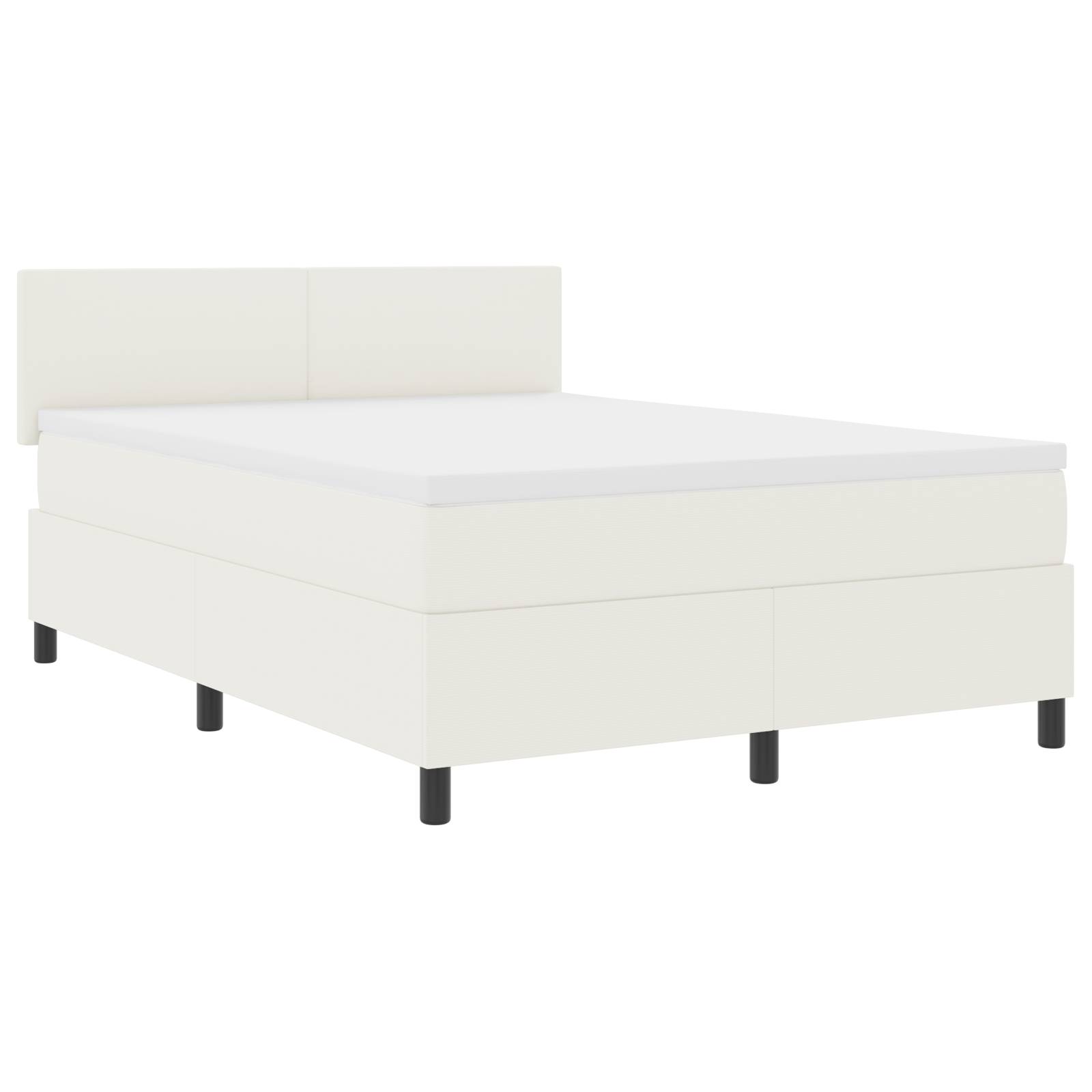 vidaXL Boxspringbett mit Matratze Creme 160x200 cm Cord-Stoff
