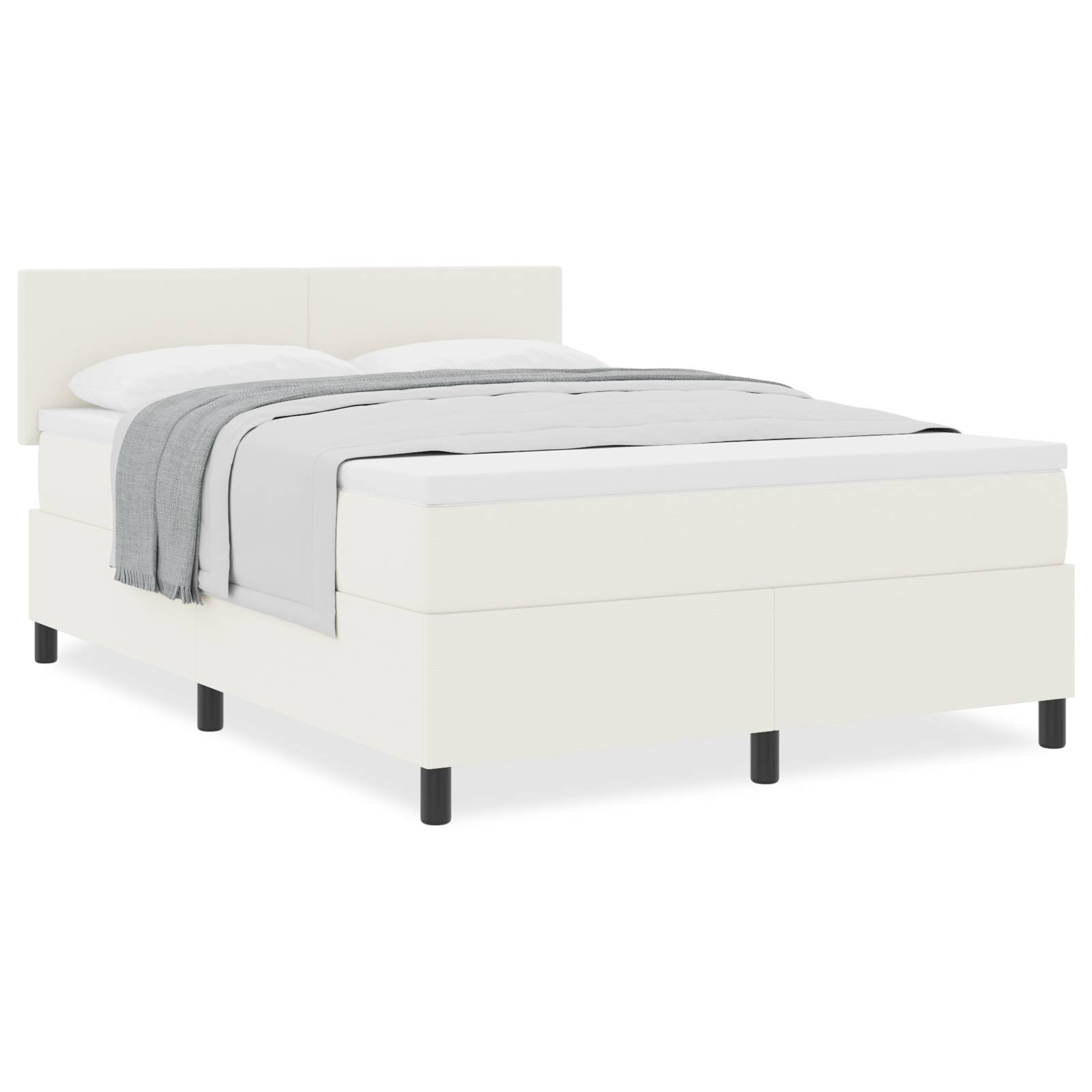 vidaXL Boxspringbett mit Matratze Creme 160x200 cm Cord-Stoff
