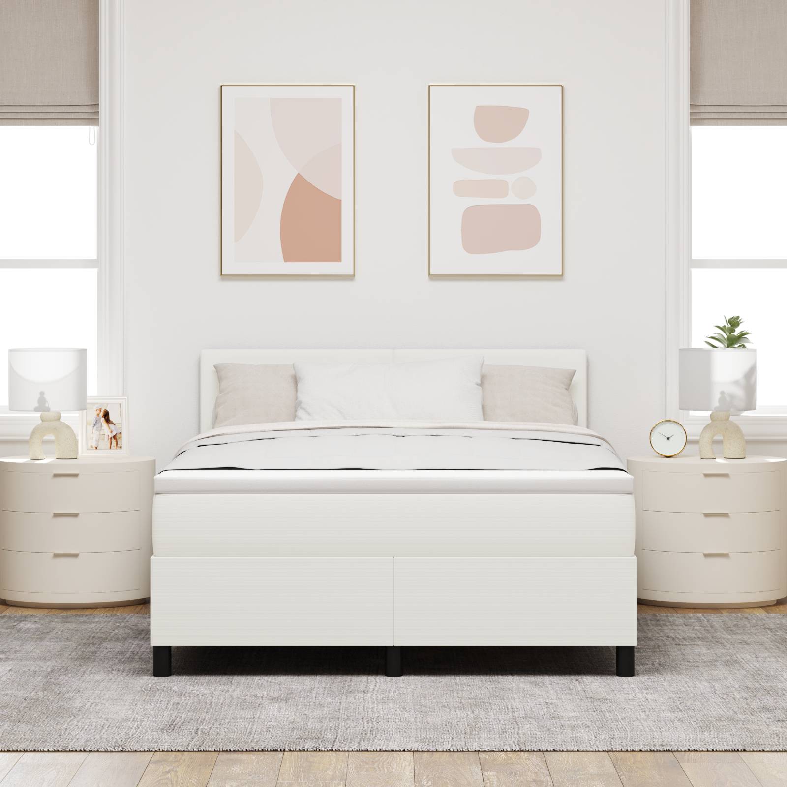 vidaXL Boxspringbett mit Matratze & LED Creme 160x200 cm Cordstoff
